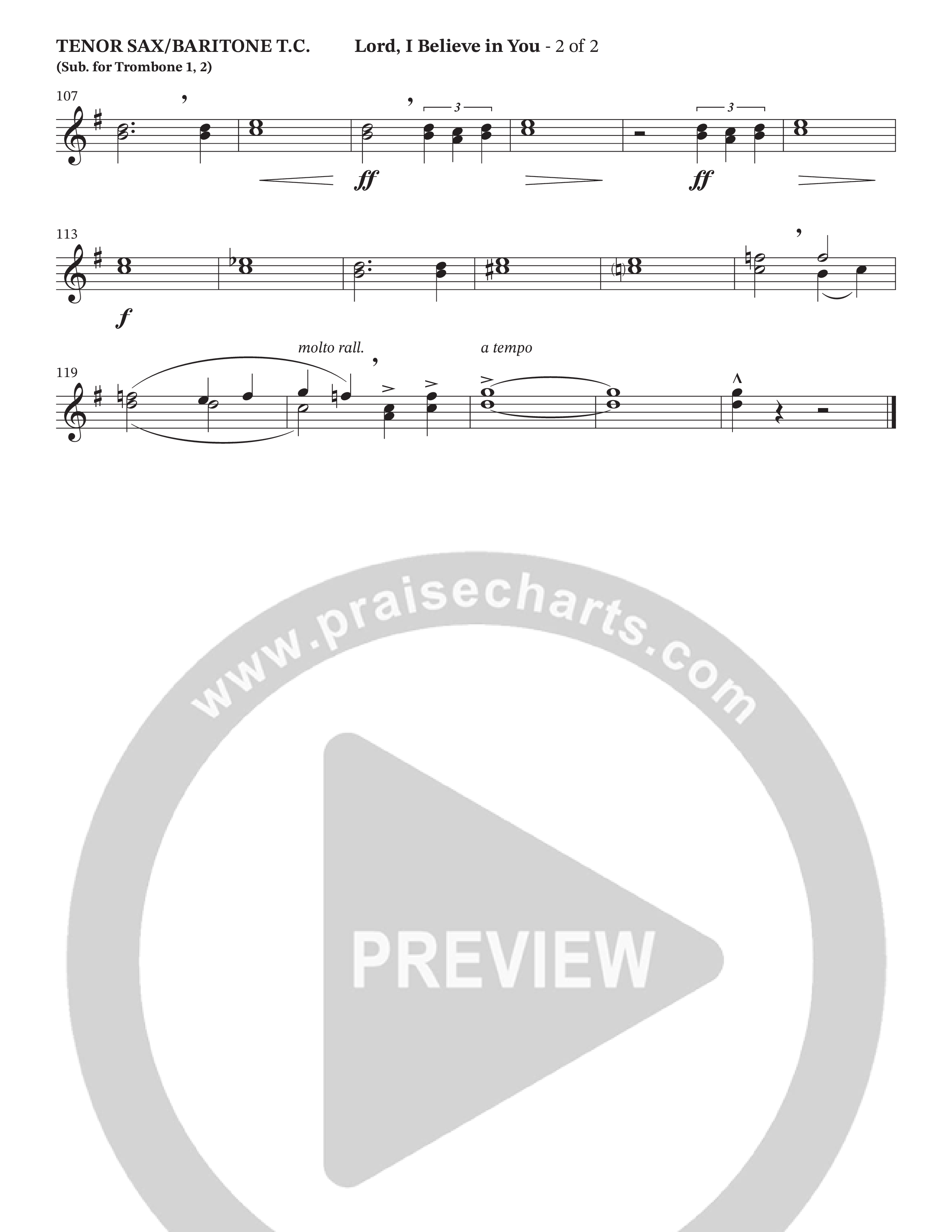 Lord I Believe In You (Choral Anthem SATB) Tenor Sax/Baritone T.C. (The Brooklyn Tabernacle Choir / Arr. Carol Cymbala / Orch. Lari Goss)