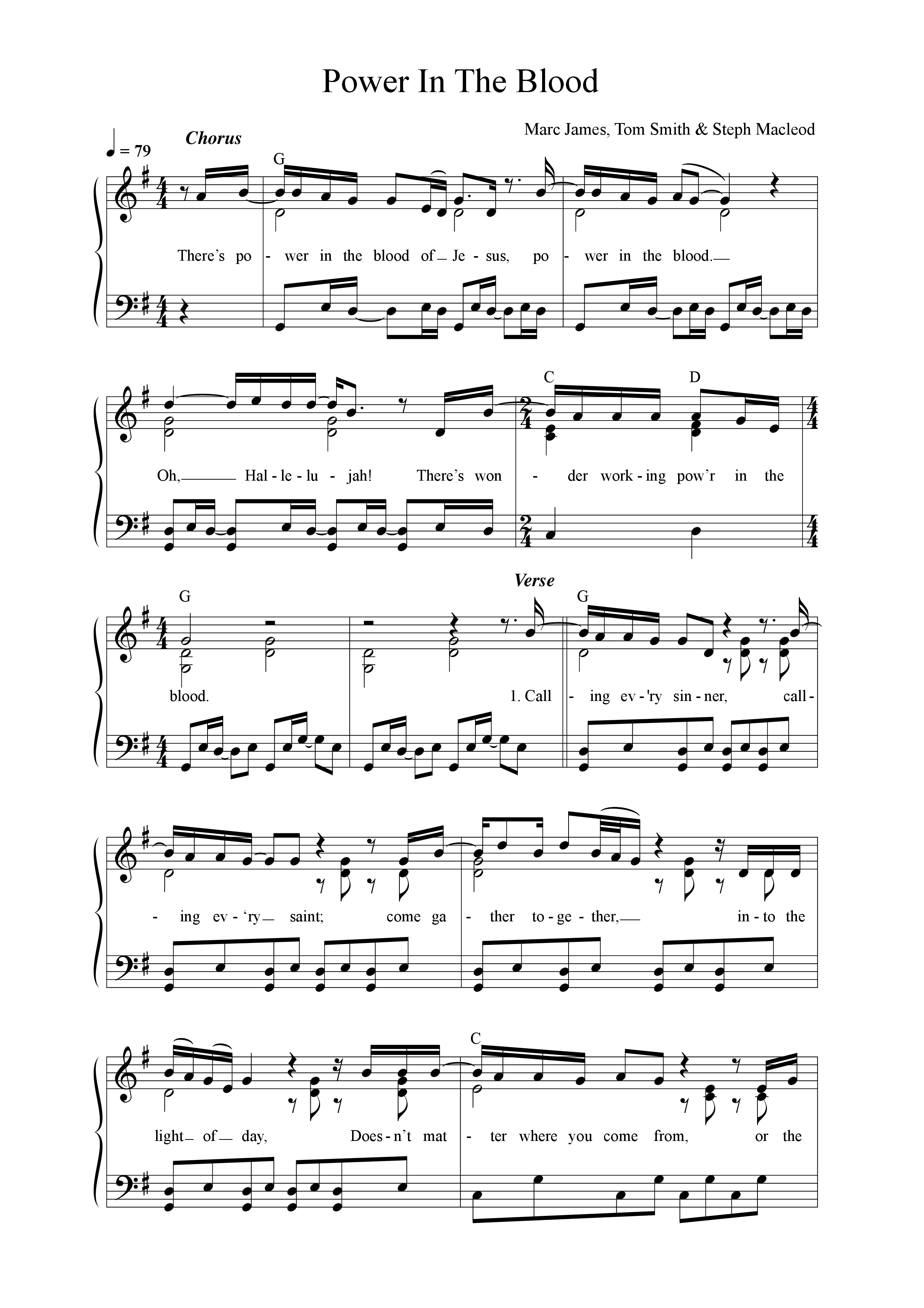 Power In The Blood Lead Sheet Melody (Songs From The Soil / Marc James)