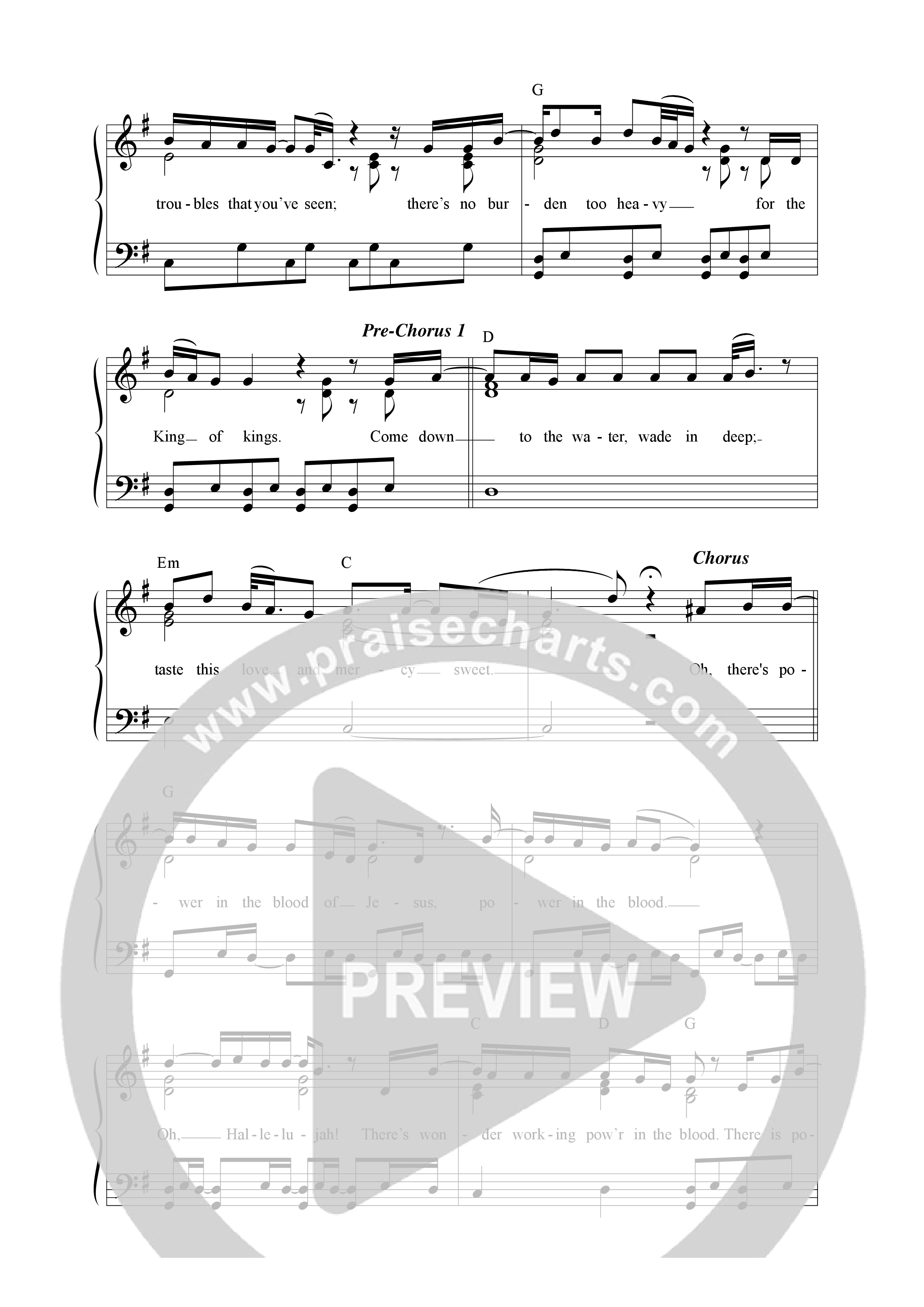 Power In The Blood Lead Sheet Melody (Songs From The Soil / Marc James)