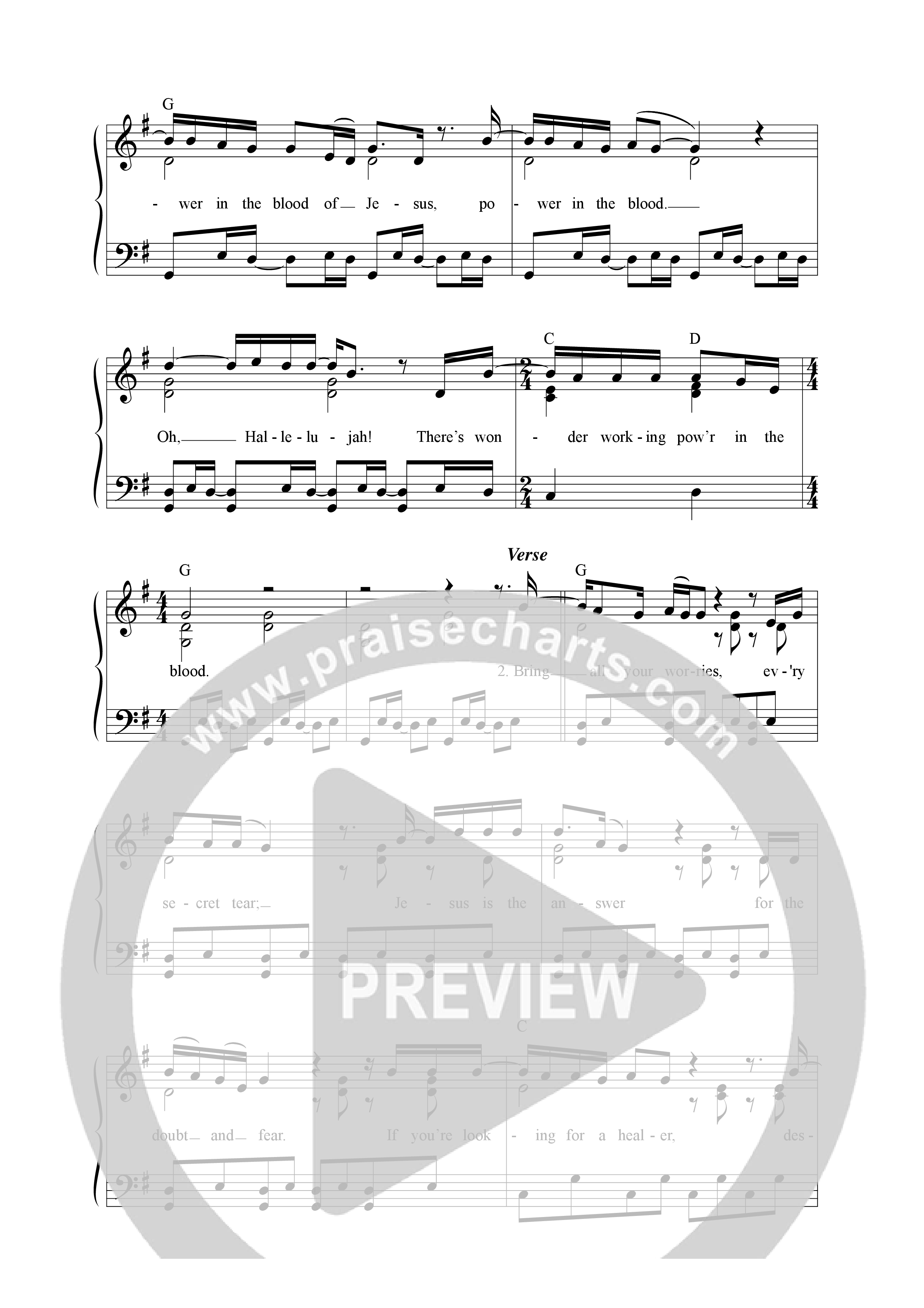 Power In The Blood Lead Sheet Melody (Songs From The Soil / Marc James)