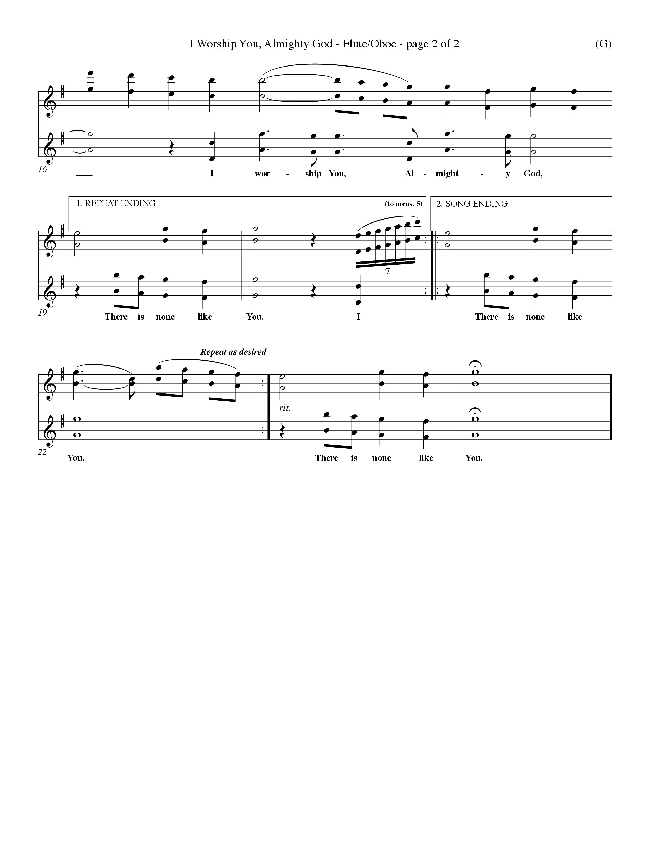 I Worship You Almighty God (Choral Anthem SATB) Flute/Oboe (Word Music Choral / Orch. Don Hart / Orch. Wayne Yankie)