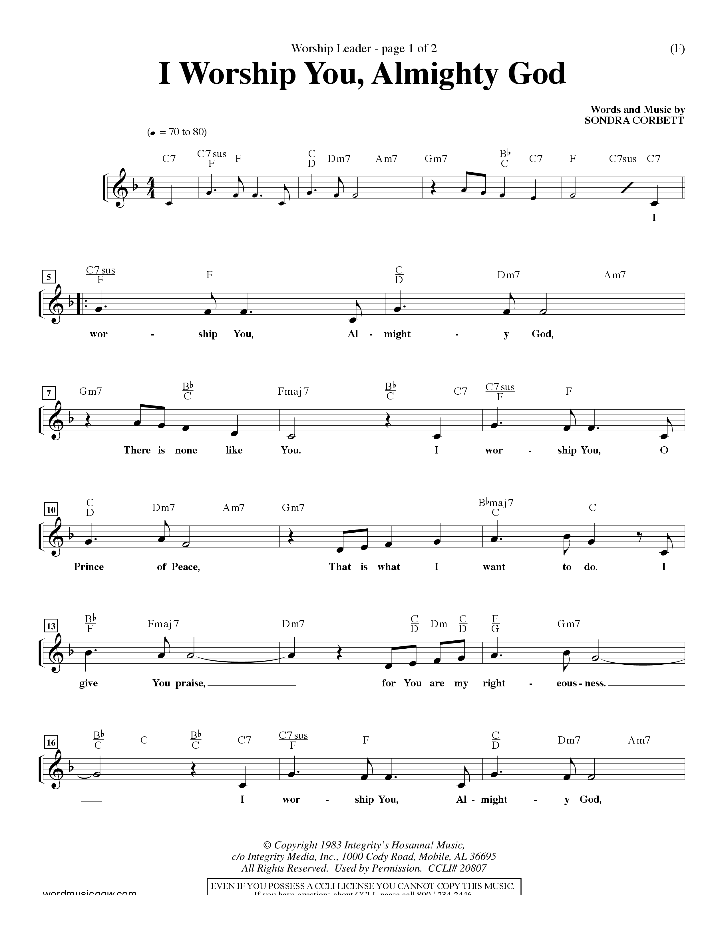 I Worship You Almighty God (Choral Anthem SATB) Rhythm Pack (Word Music Choral / Orch. Don Hart / Orch. Wayne Yankie)