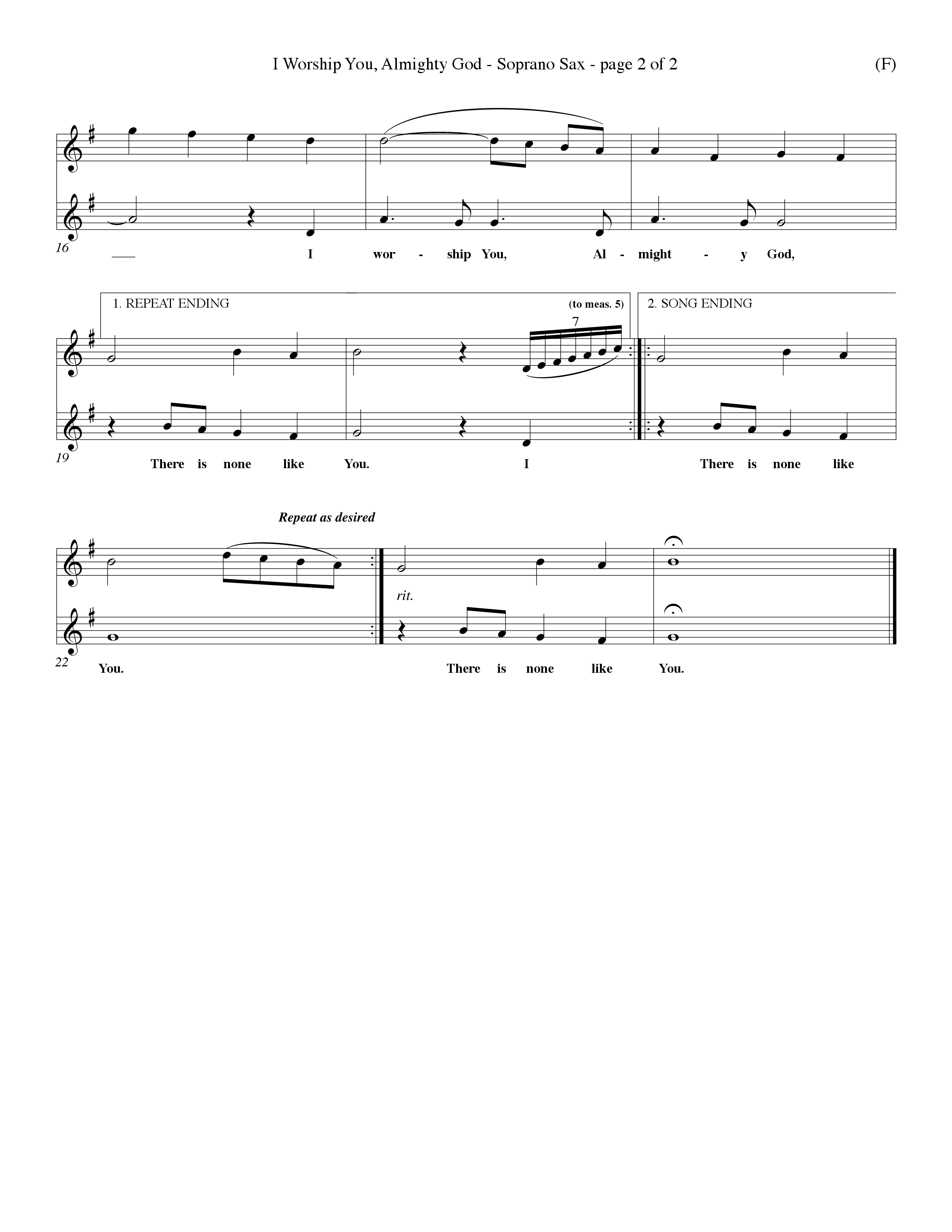 I Worship You Almighty God (Choral Anthem SATB) Saxophone (Word Music Choral / Orch. Don Hart / Orch. Wayne Yankie)