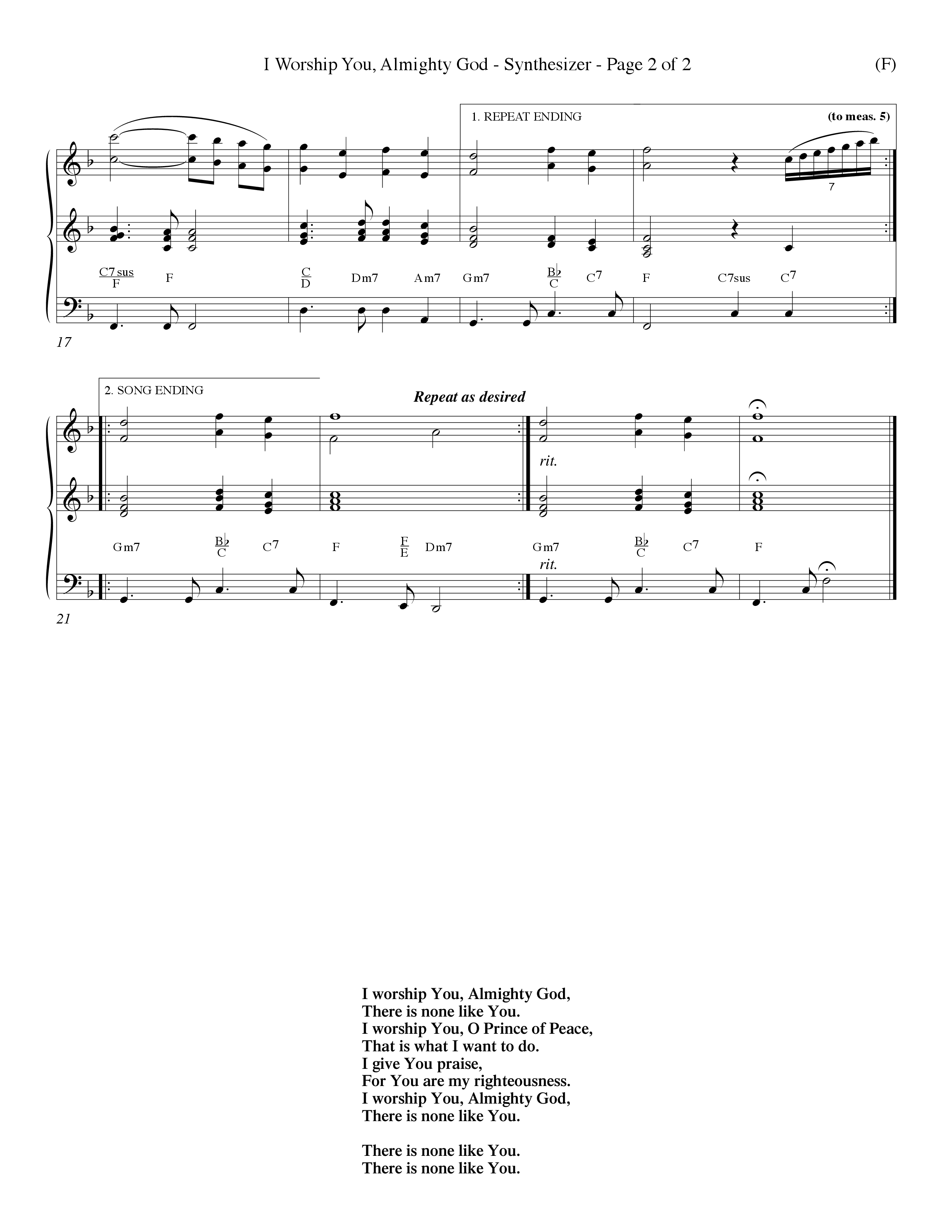 I Worship You Almighty God (Choral Anthem SATB) Synth (Word Music Choral / Orch. Don Hart / Orch. Wayne Yankie)