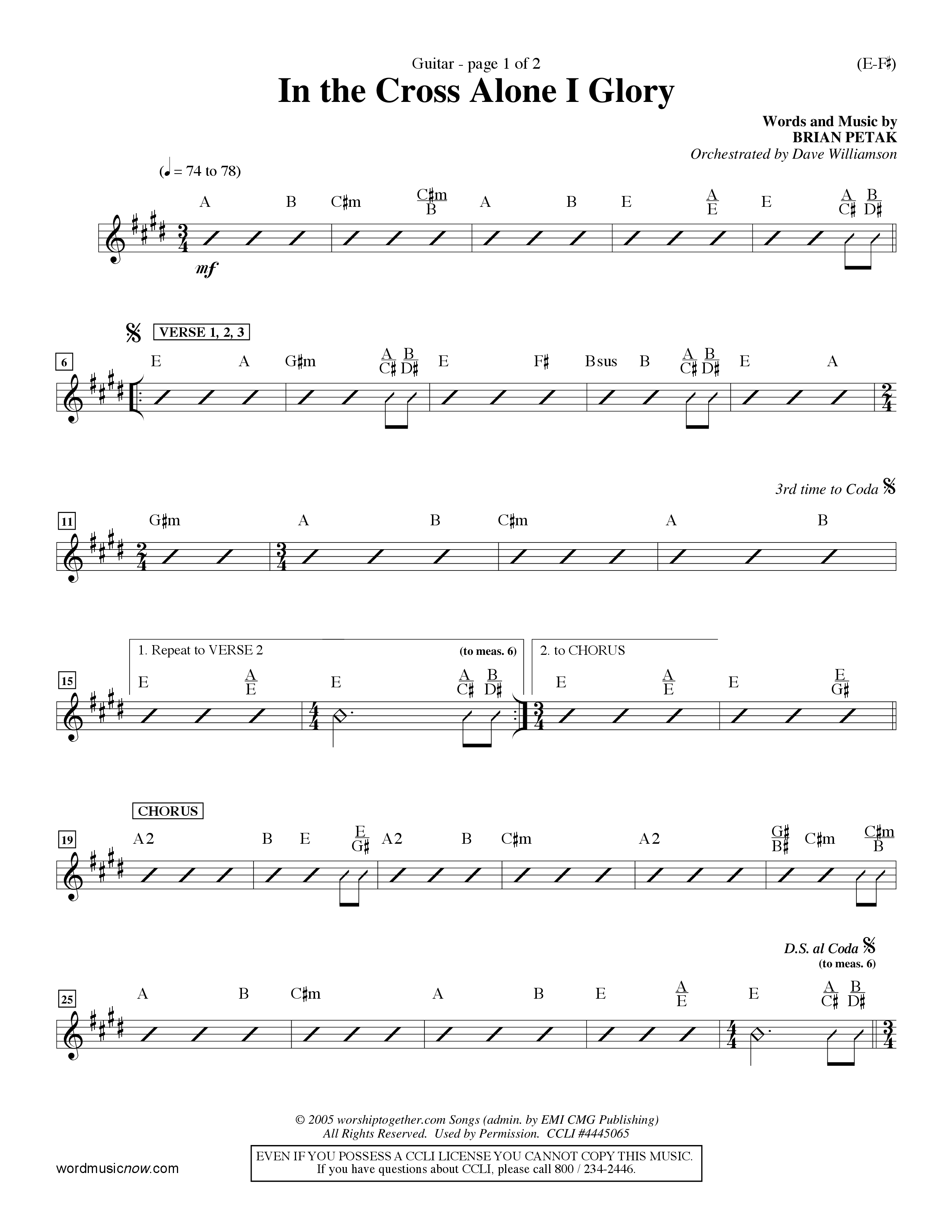 In The Cross Alone I Glory (Choral Anthem SATB) Acoustic Guitar (Word Music Choral / Arr. Dave Williamson)