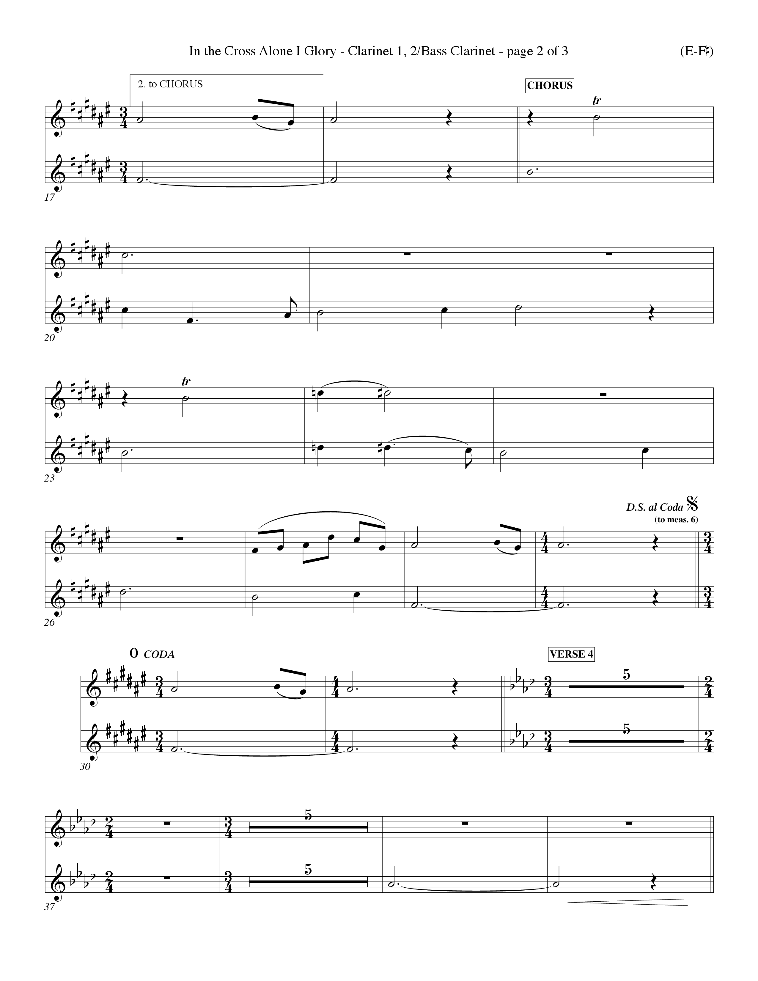 In The Cross Alone I Glory (Choral Anthem SATB) Clarinet 1/2, Bass Clarinet (Word Music Choral / Arr. Dave Williamson)