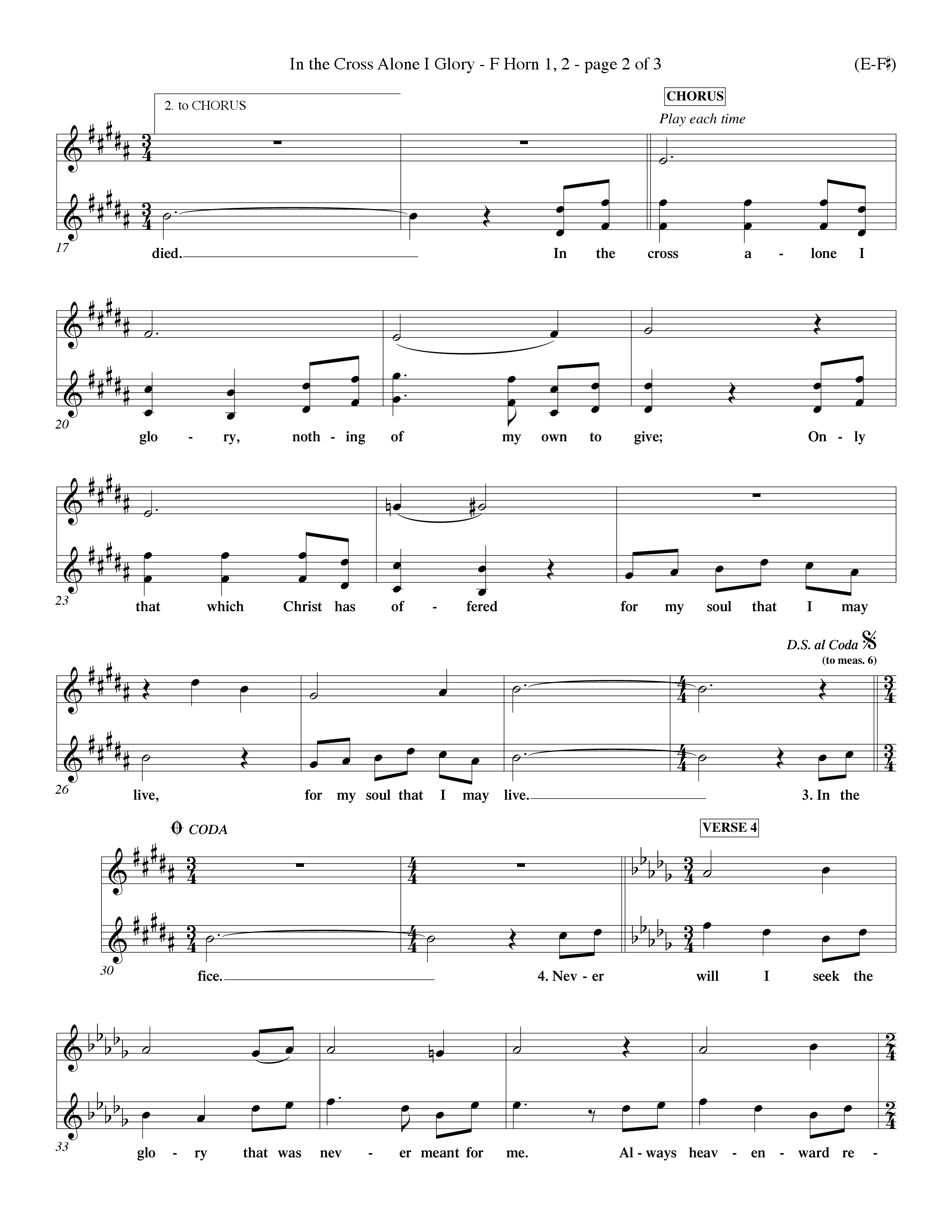 In The Cross Alone I Glory (Choral Anthem SATB) French Horn (Word Music Choral / Arr. Dave Williamson)