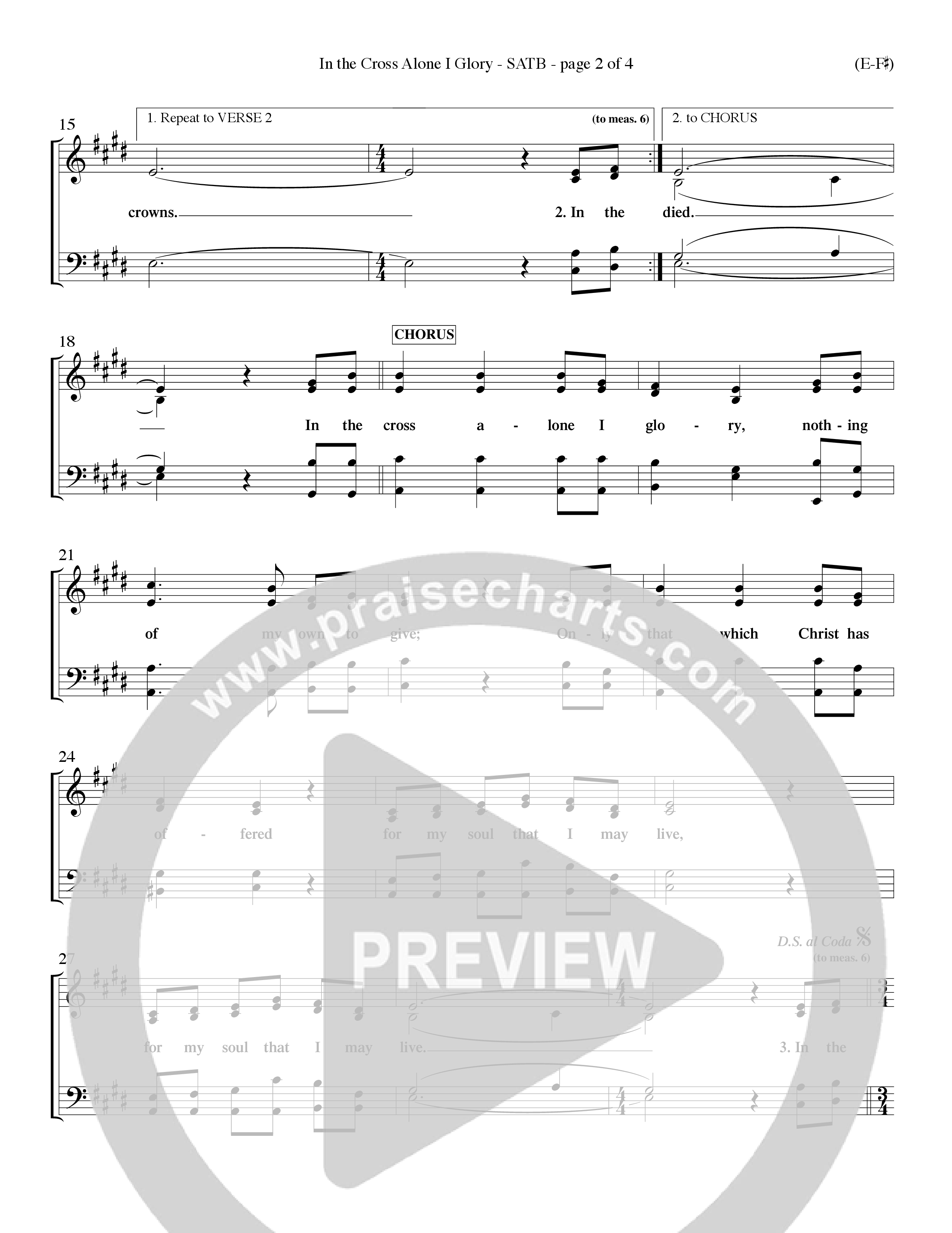 In The Cross Alone I Glory (Choral Anthem SATB) Keyboard/Vocal (SATB) (Word Music Choral / Arr. Dave Williamson)
