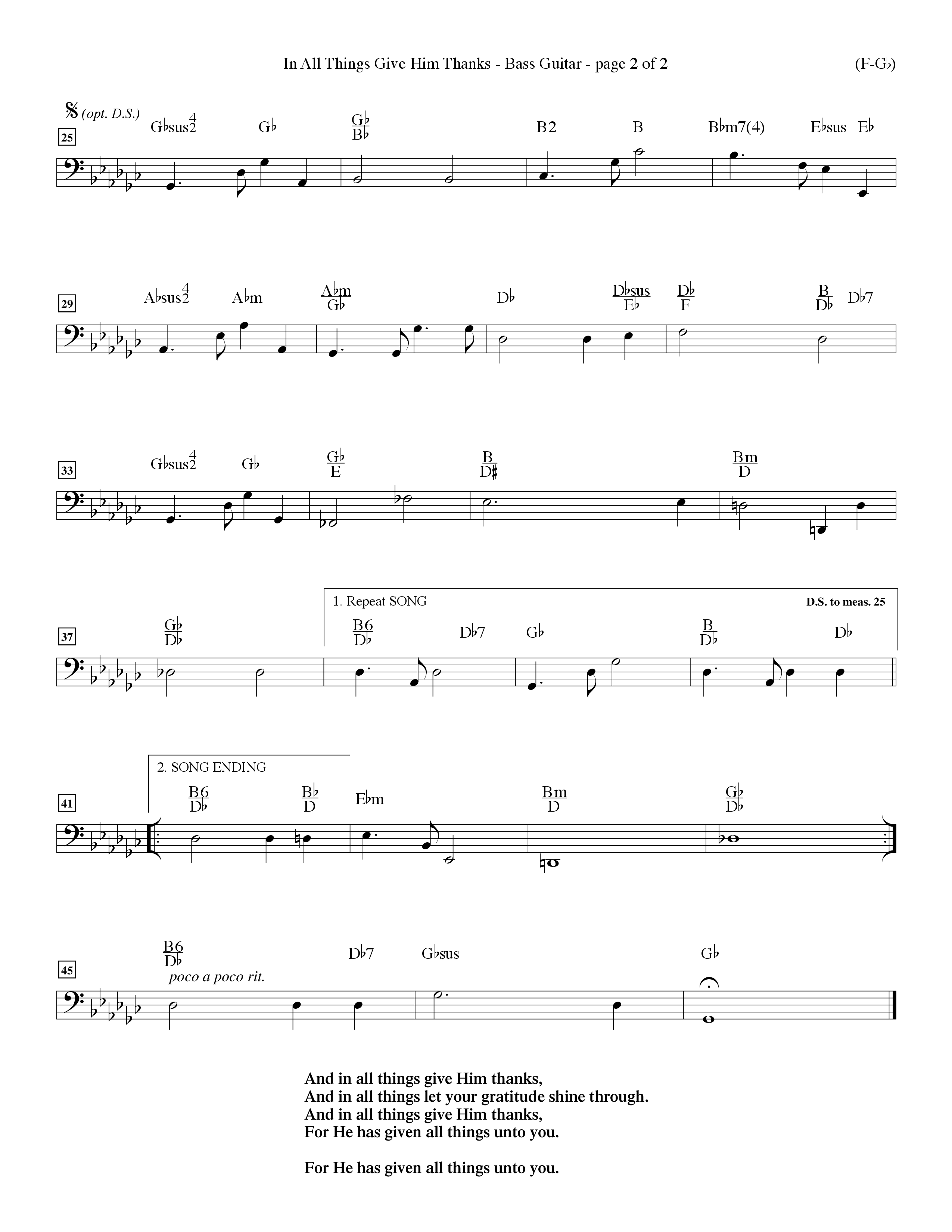 In All Things Give Him Thanks Bass Guitar (Word Music Choral / Orch. Keith Christopher / Orch. Wayne Yankie)