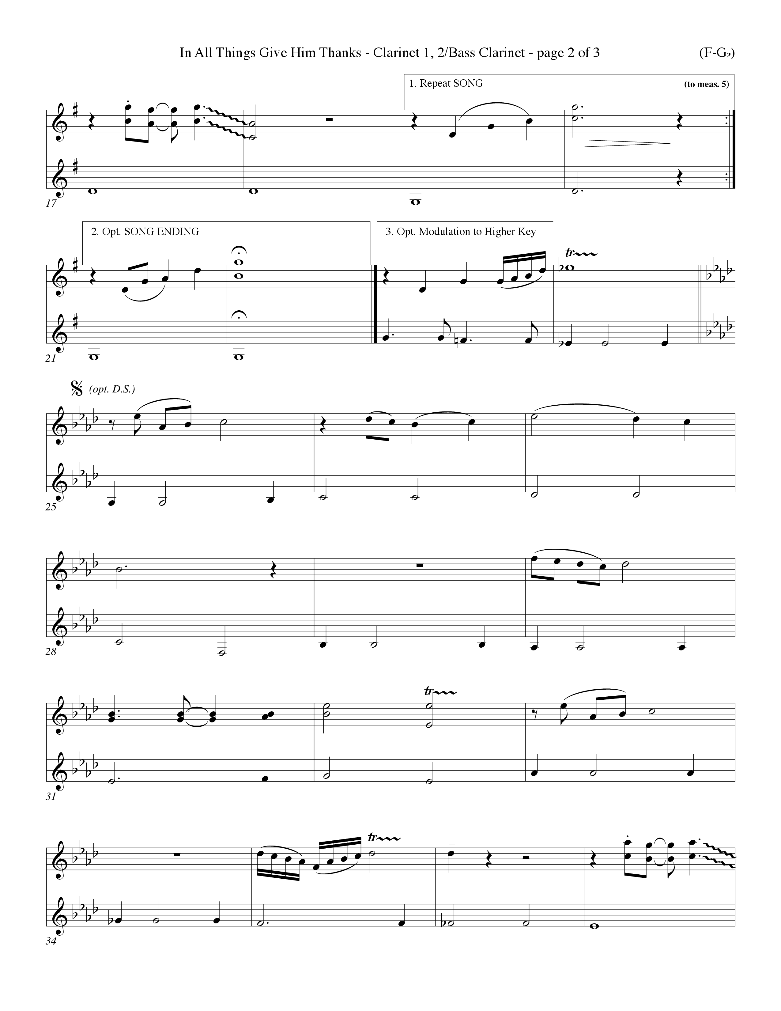 In All Things Give Him Thanks Clarinet 1/2, Bass Clarinet (Word Music Choral / Orch. Keith Christopher / Orch. Wayne Yankie)