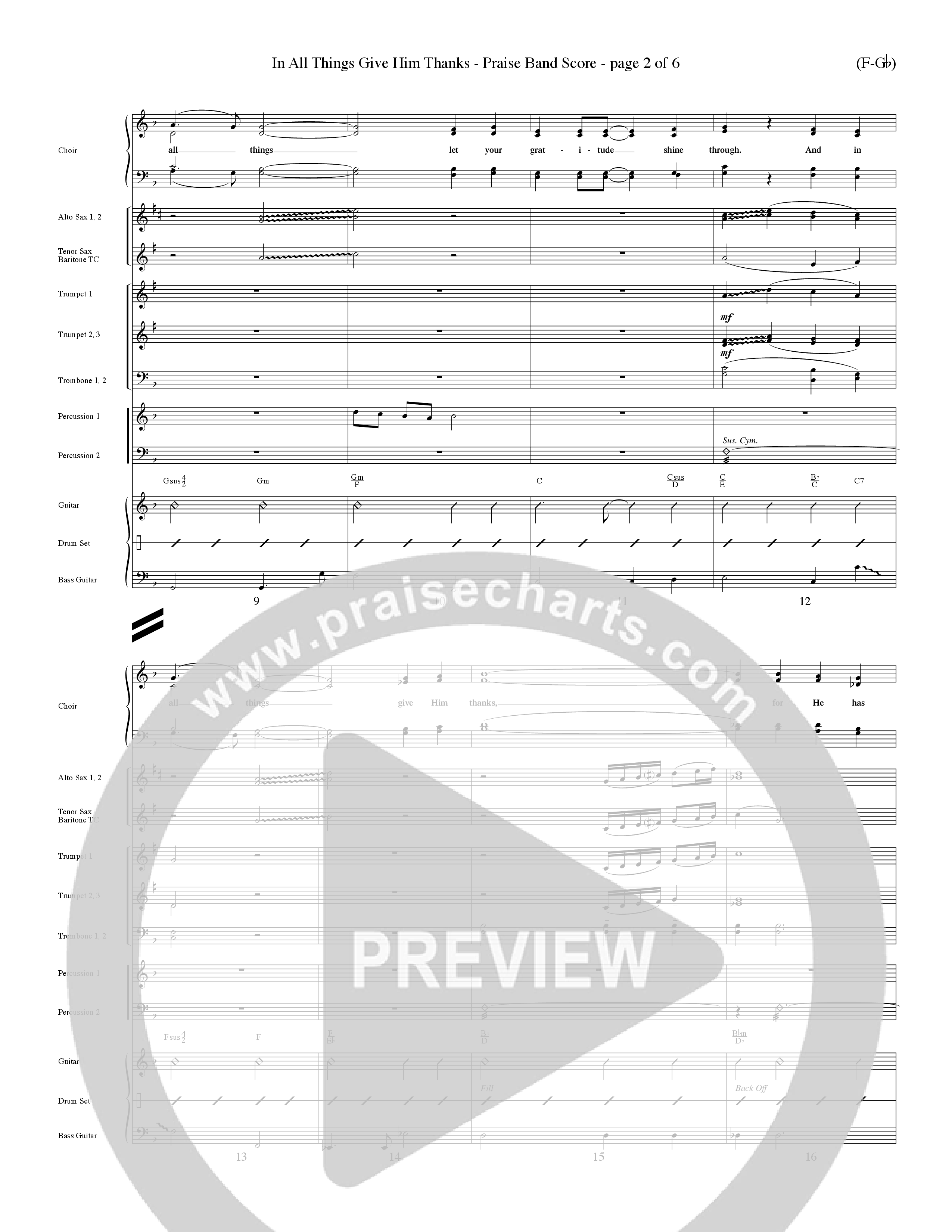 In All Things Give Him Thanks PraiseBand (incl. Brass) (Word Music Choral / Orch. Keith Christopher / Orch. Wayne Yankie)