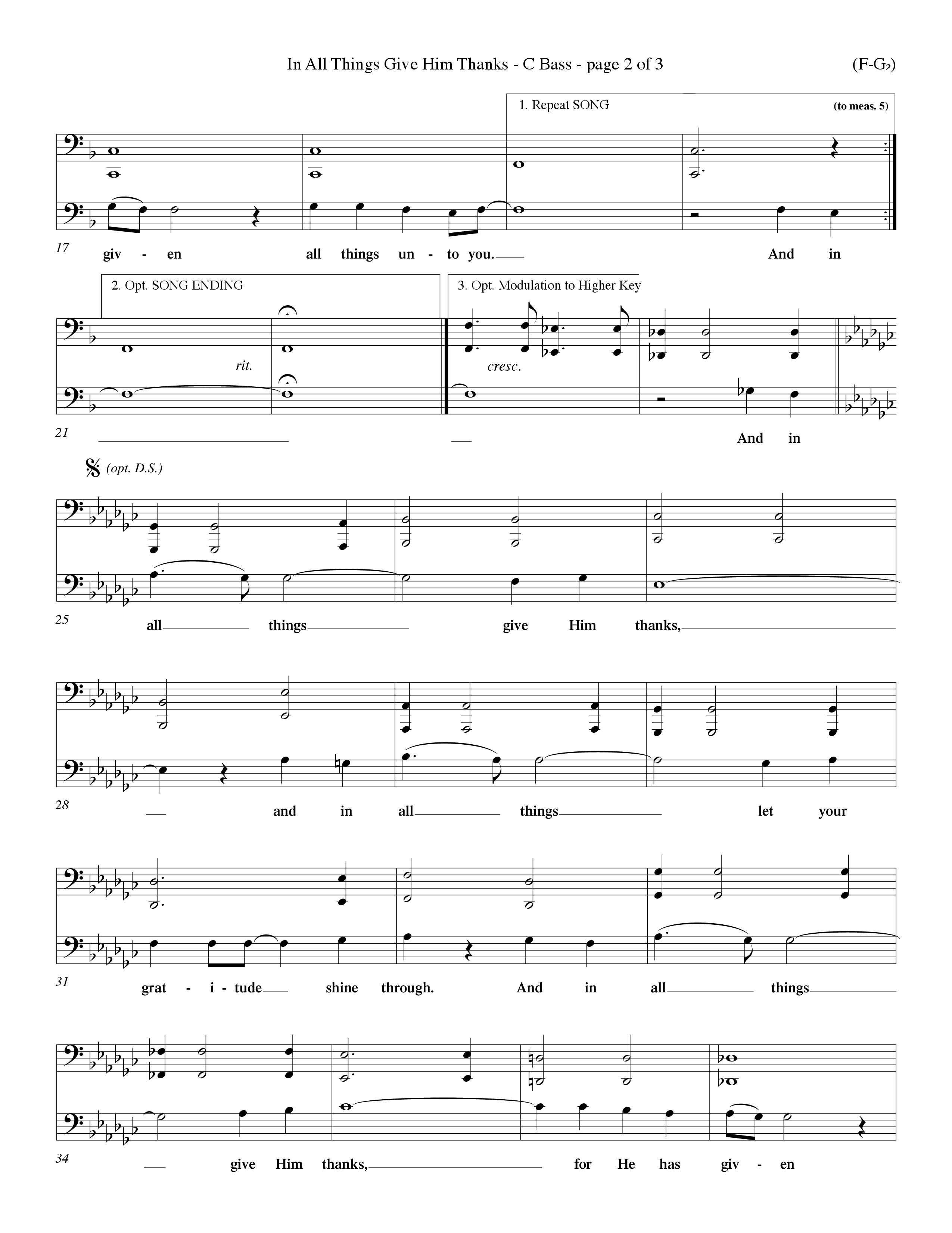 In All Things Give Him Thanks Contrabass (Word Music Choral / Orch. Keith Christopher / Orch. Wayne Yankie)