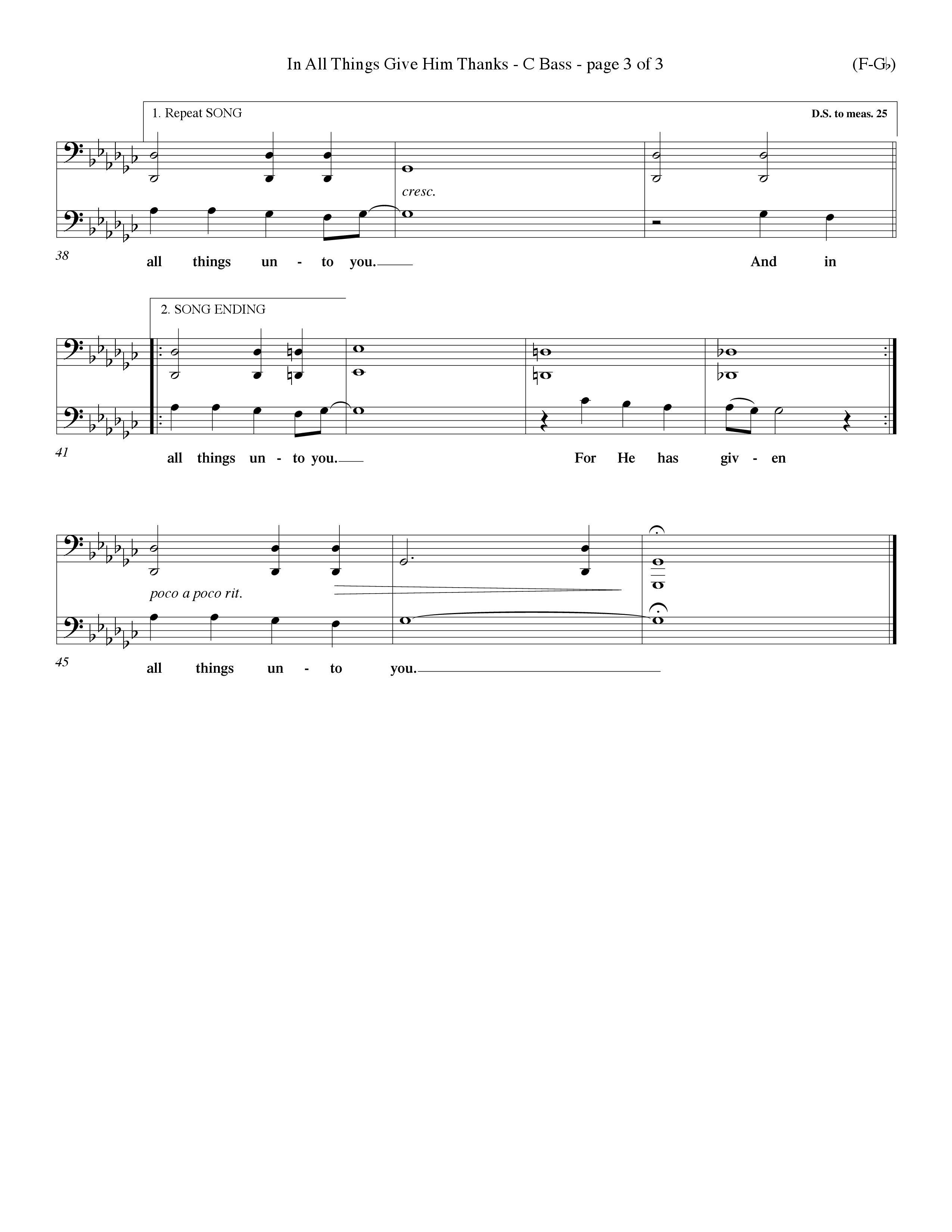 In All Things Give Him Thanks Contrabass (Word Music Choral / Orch. Keith Christopher / Orch. Wayne Yankie)