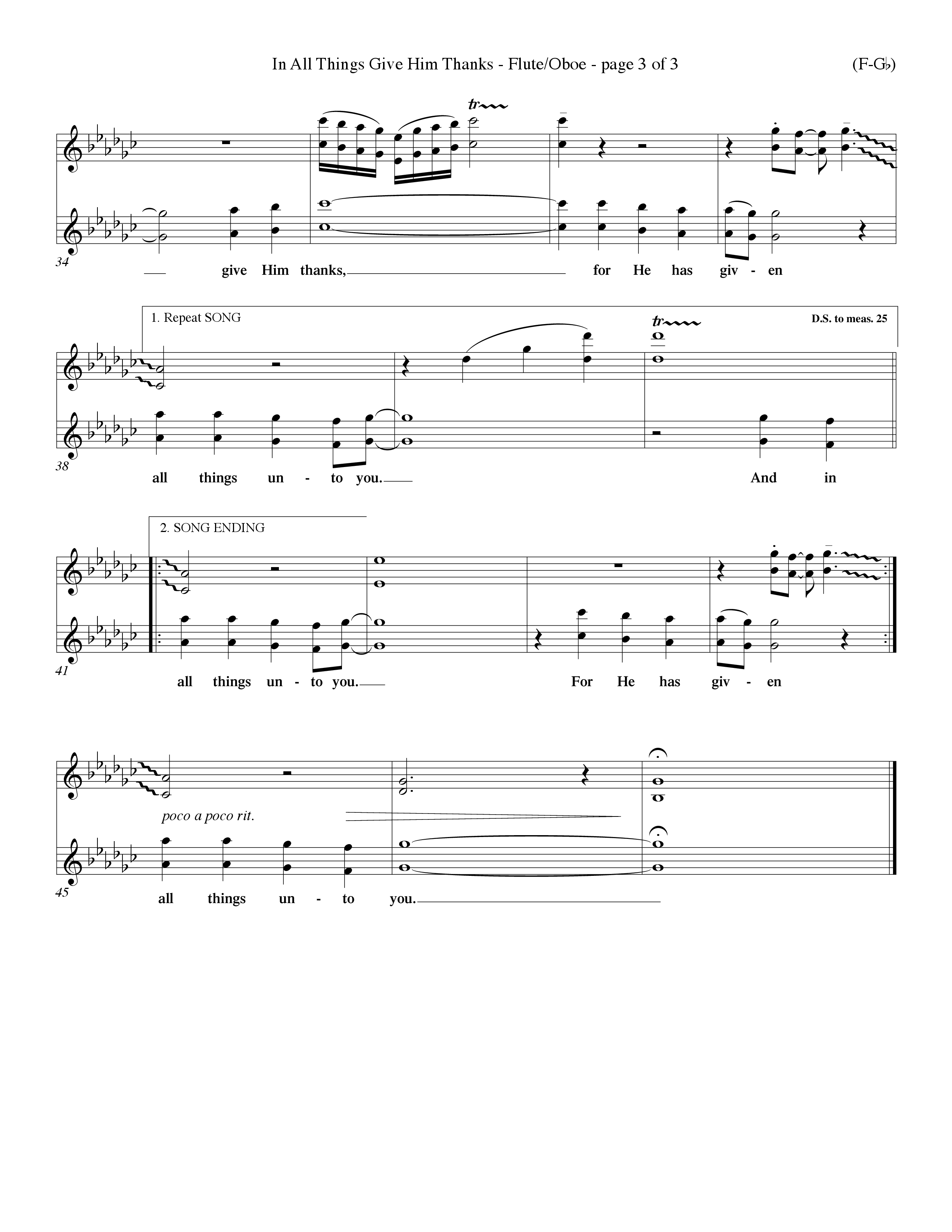 In All Things Give Him Thanks Flute/Oboe (Word Music Choral / Orch. Keith Christopher / Orch. Wayne Yankie)