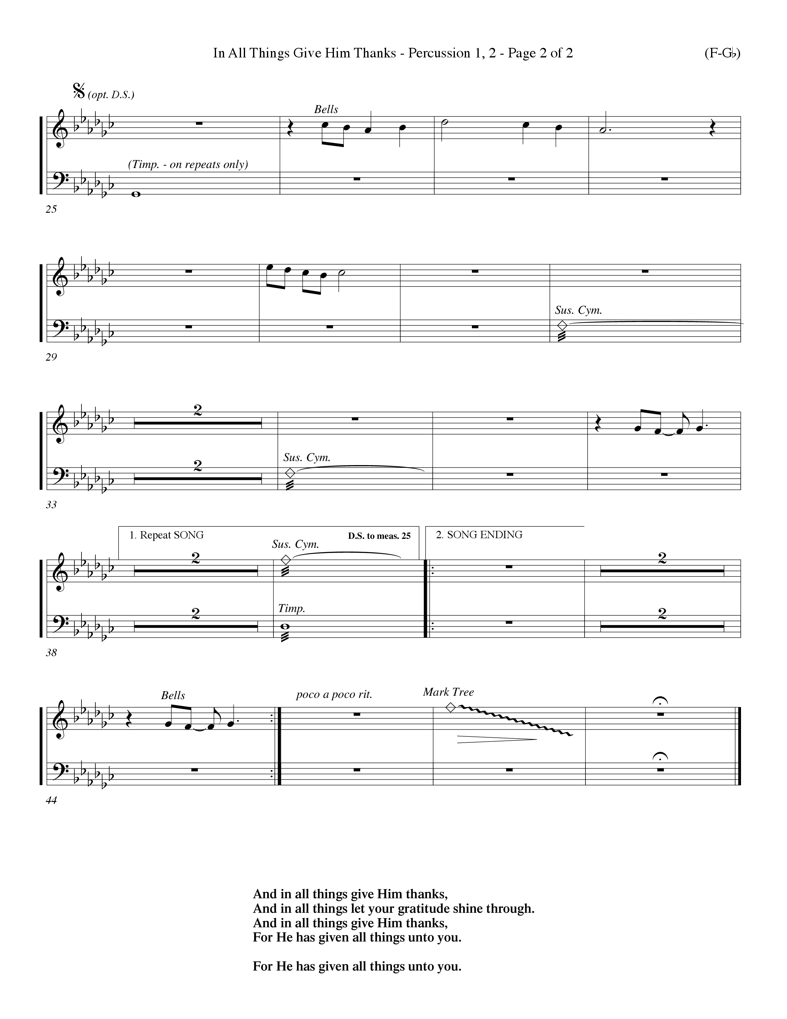 In All Things Give Him Thanks Percussion 1/2 (Word Music Choral / Orch. Keith Christopher / Orch. Wayne Yankie)