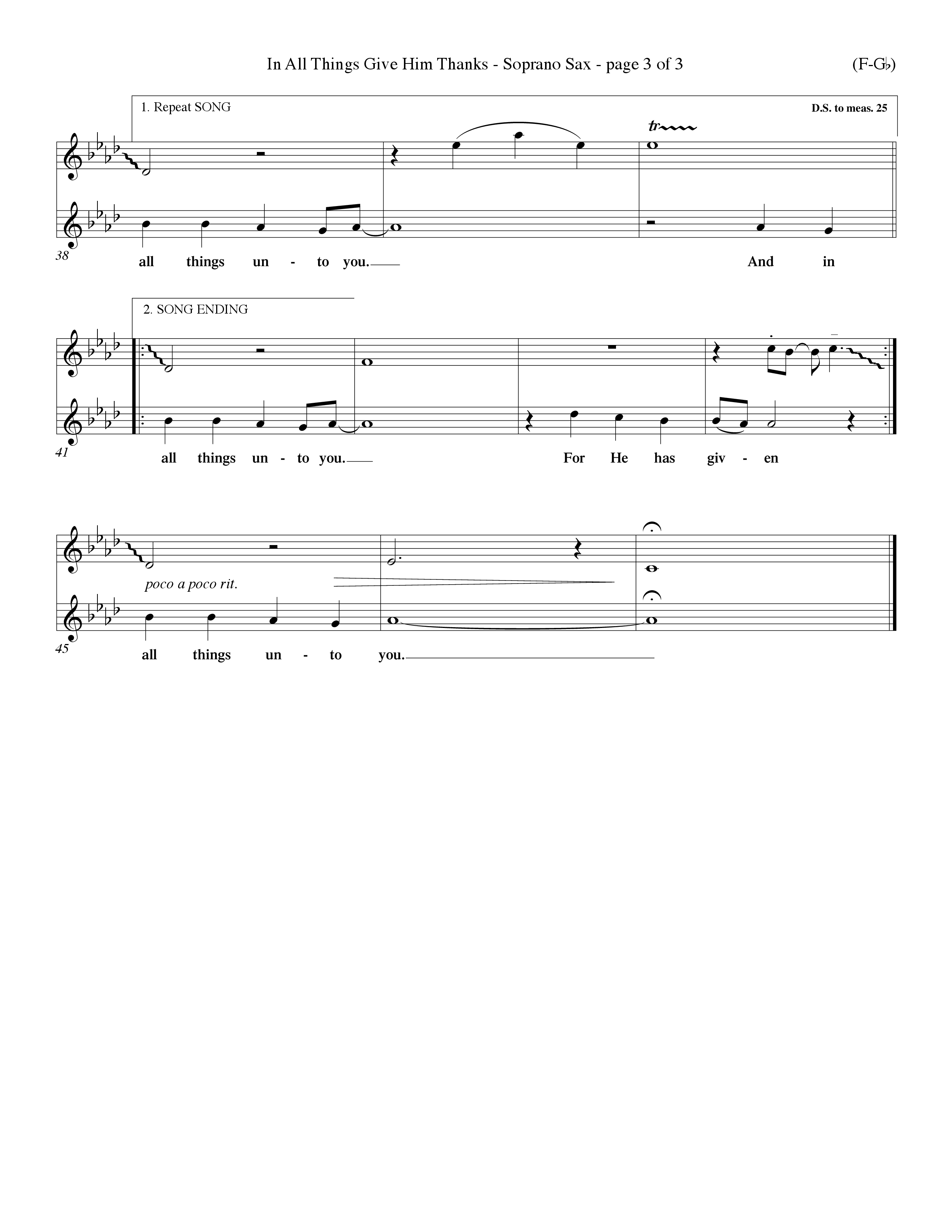 In All Things Give Him Thanks Saxophone (Word Music Choral / Orch. Keith Christopher / Orch. Wayne Yankie)