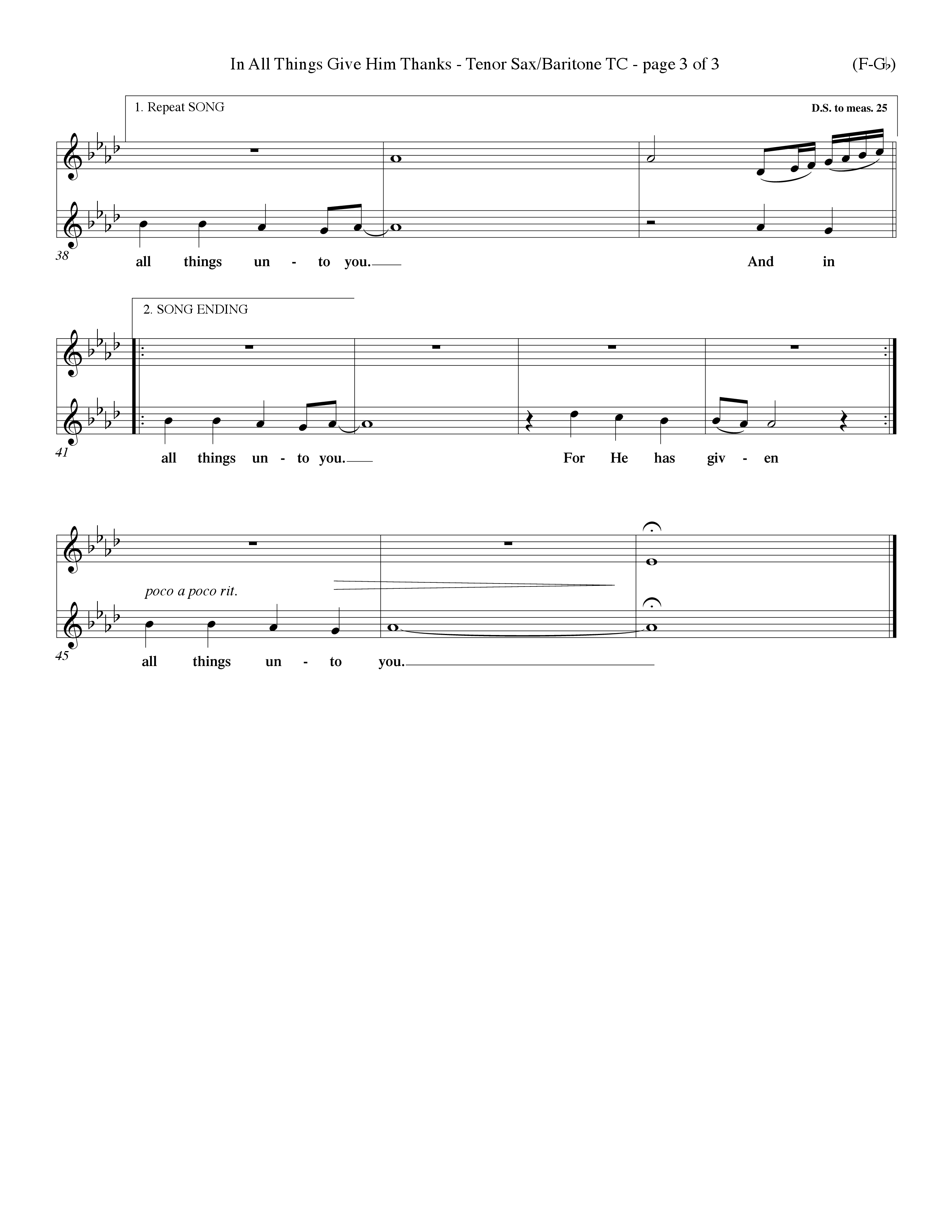 In All Things Give Him Thanks Tenor Sax/Baritone T.C. (Word Music Choral / Orch. Keith Christopher / Orch. Wayne Yankie)