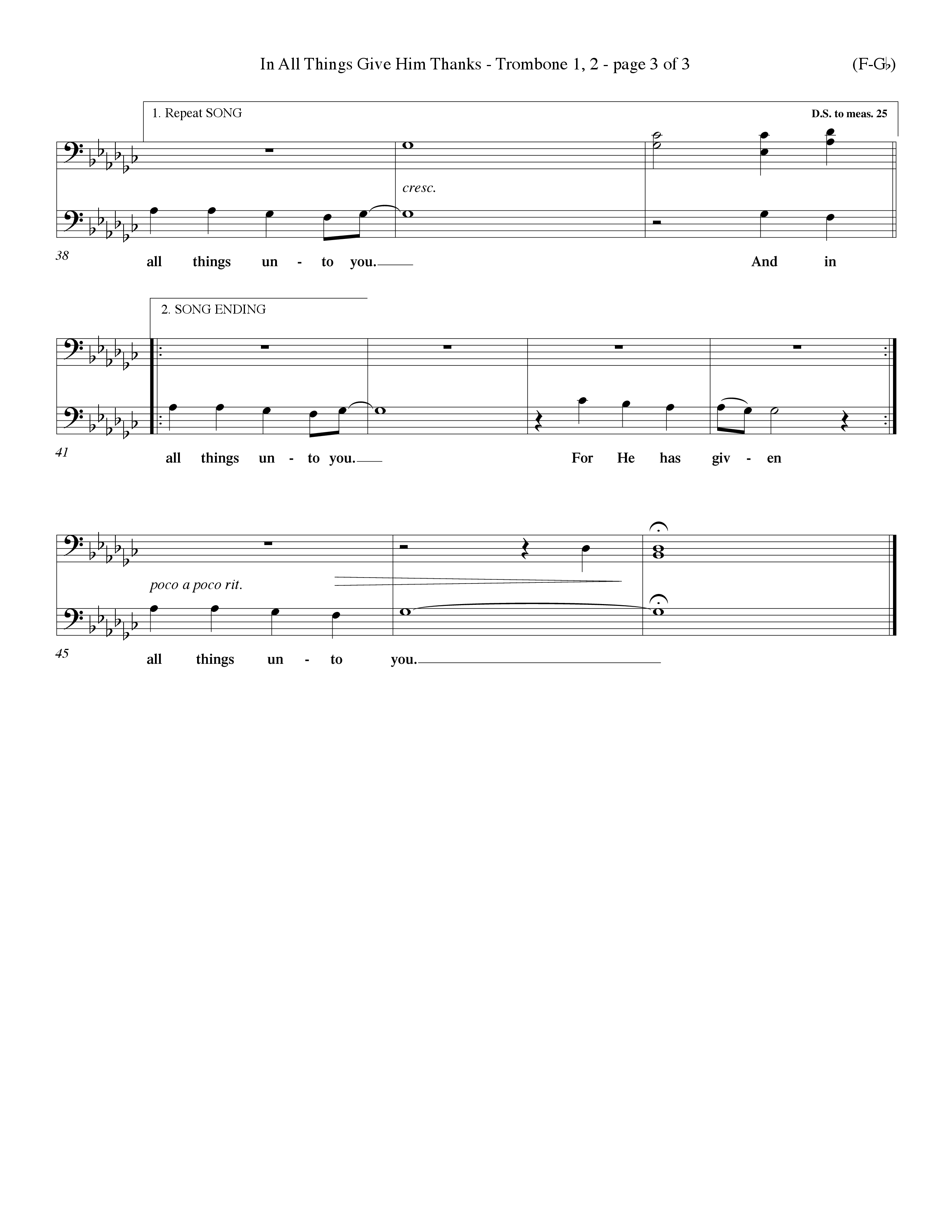 In All Things Give Him Thanks Trombone 1/2 (Word Music Choral / Orch. Keith Christopher / Orch. Wayne Yankie)