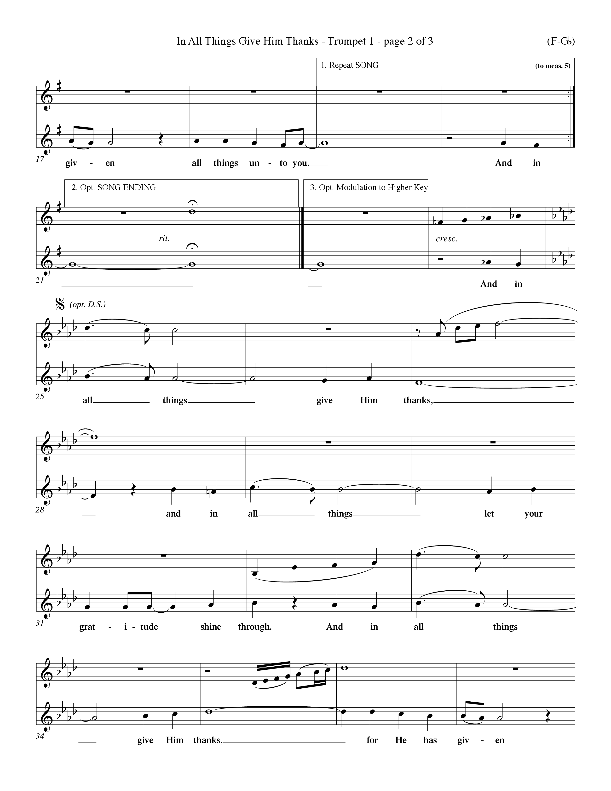 In All Things Give Him Thanks Trumpet 1 (Word Music Choral / Orch. Keith Christopher / Orch. Wayne Yankie)