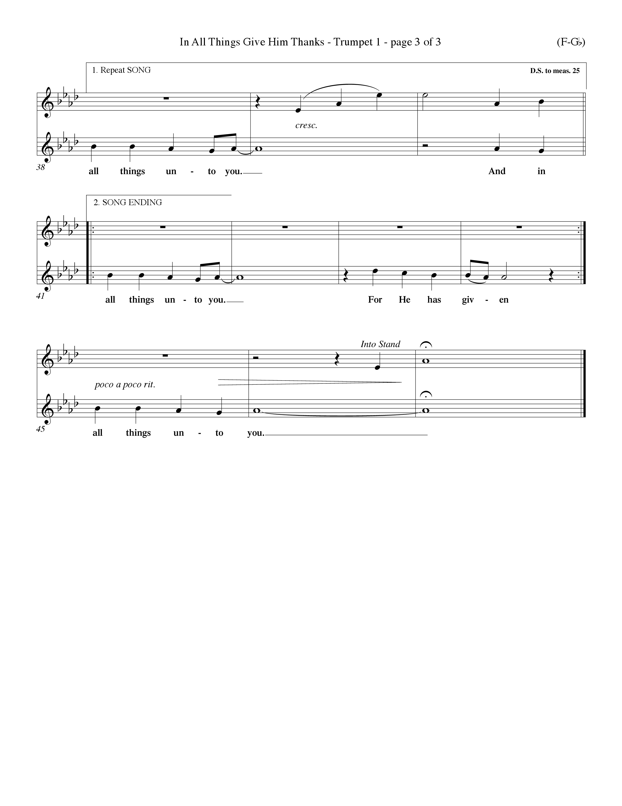 In All Things Give Him Thanks Trumpet 1 (Word Music Choral / Orch. Keith Christopher / Orch. Wayne Yankie)