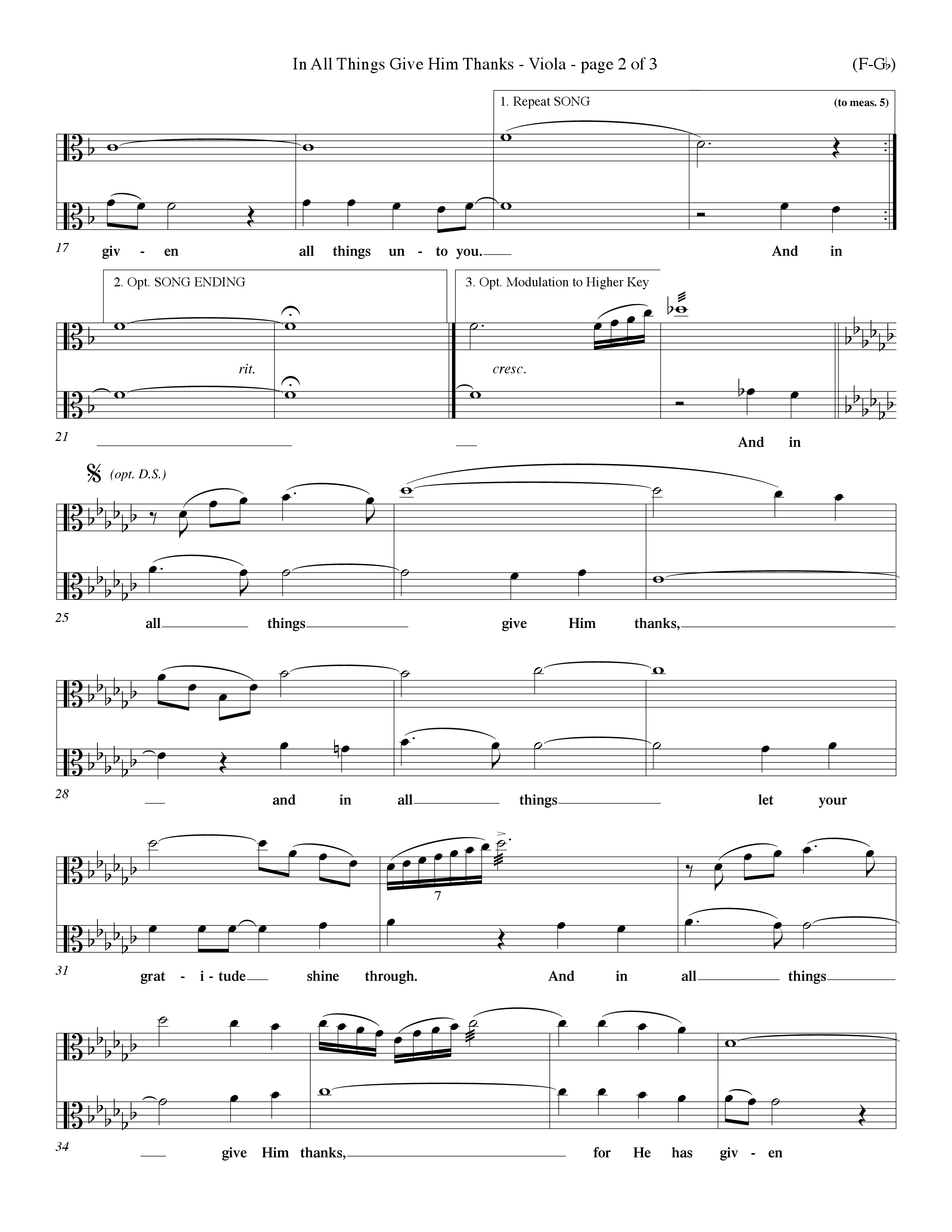 In All Things Give Him Thanks Viola (Word Music Choral / Orch. Keith Christopher / Orch. Wayne Yankie)