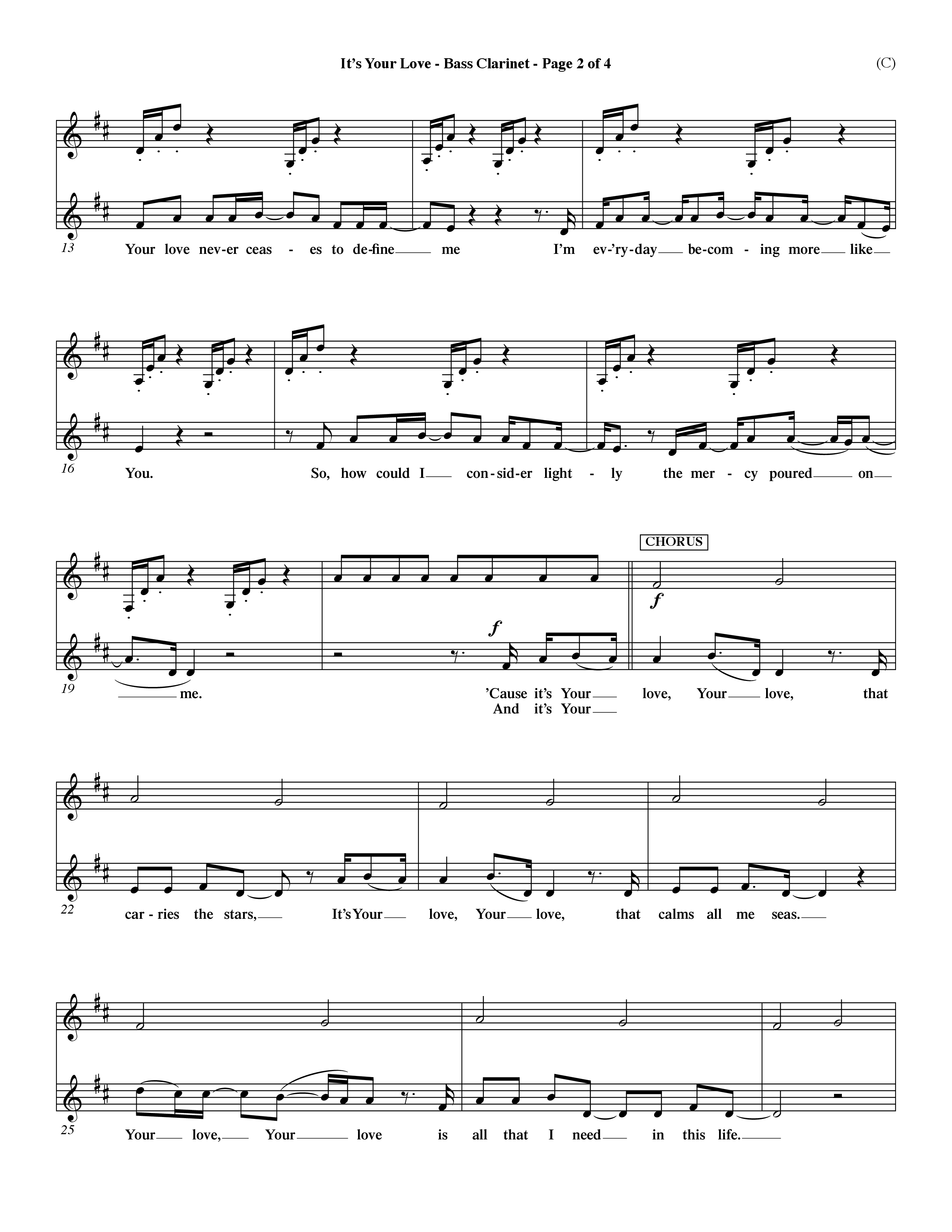 It's Your Love (Choral Anthem SATB) Bass Clarinet (Word Music Choral / Orch. Lee Marcum)