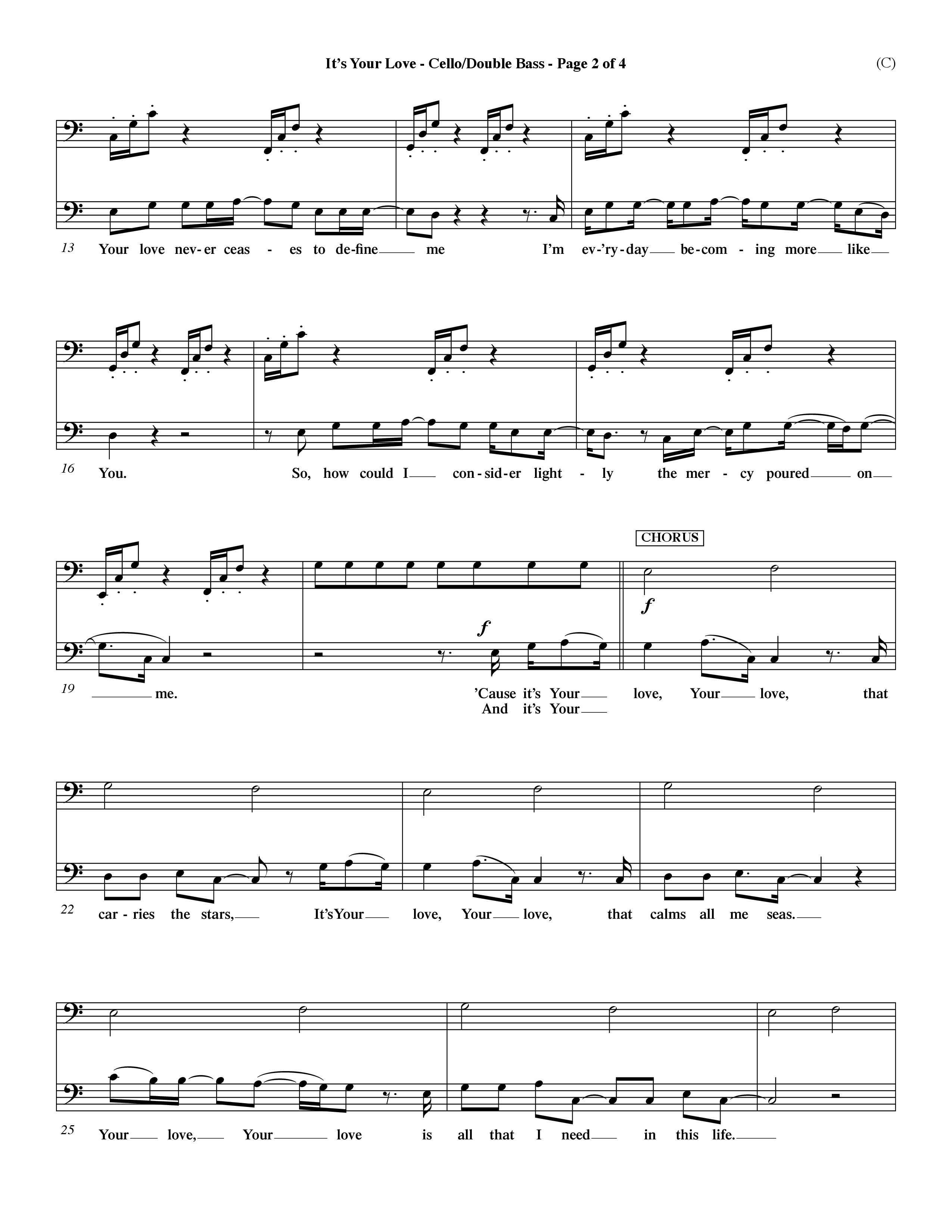 It's Your Love (Choral Anthem SATB) Cello/Bass (Word Music Choral / Orch. Lee Marcum)