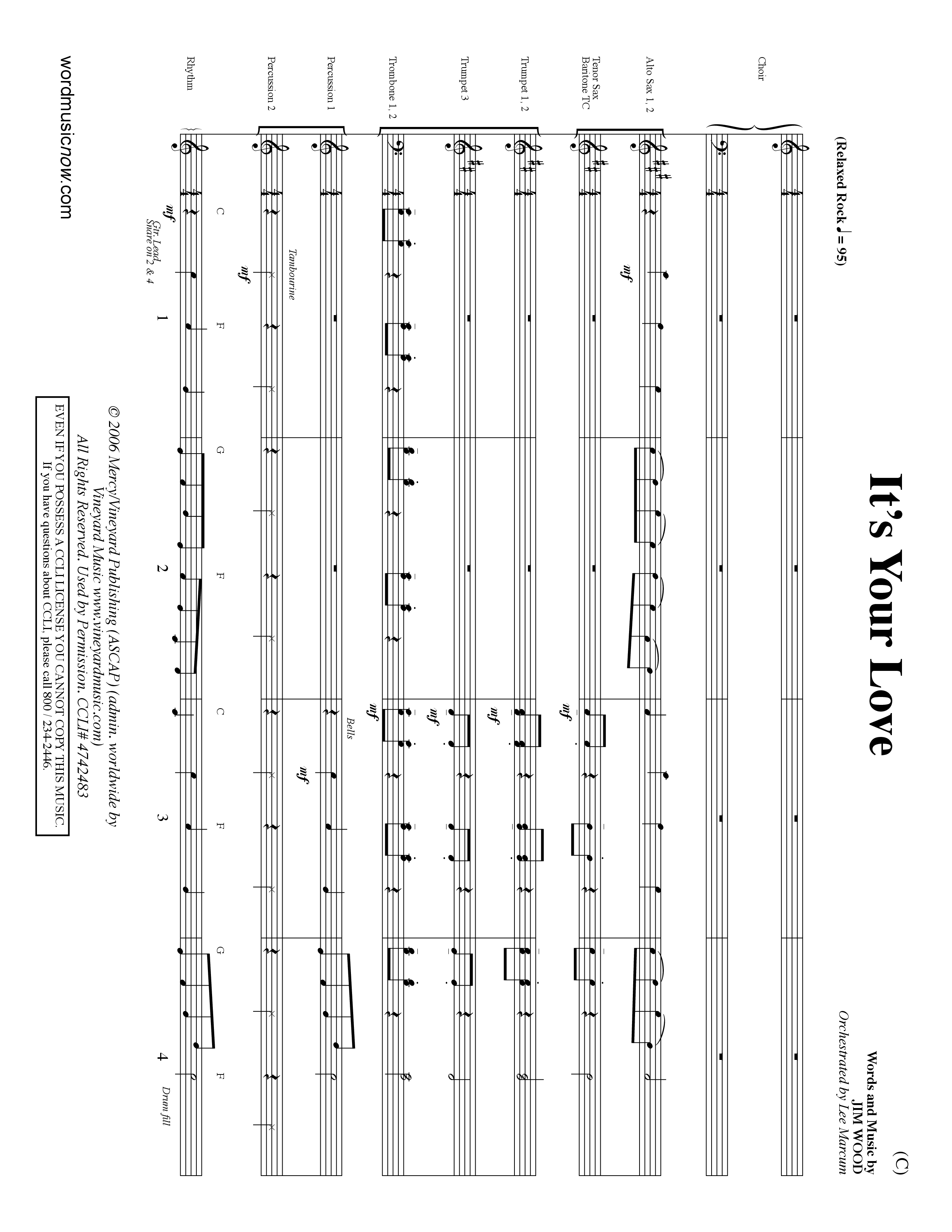 It's Your Love (Choral Anthem SATB) PraiseBand (incl. Brass) (Word Music Choral / Orch. Lee Marcum)