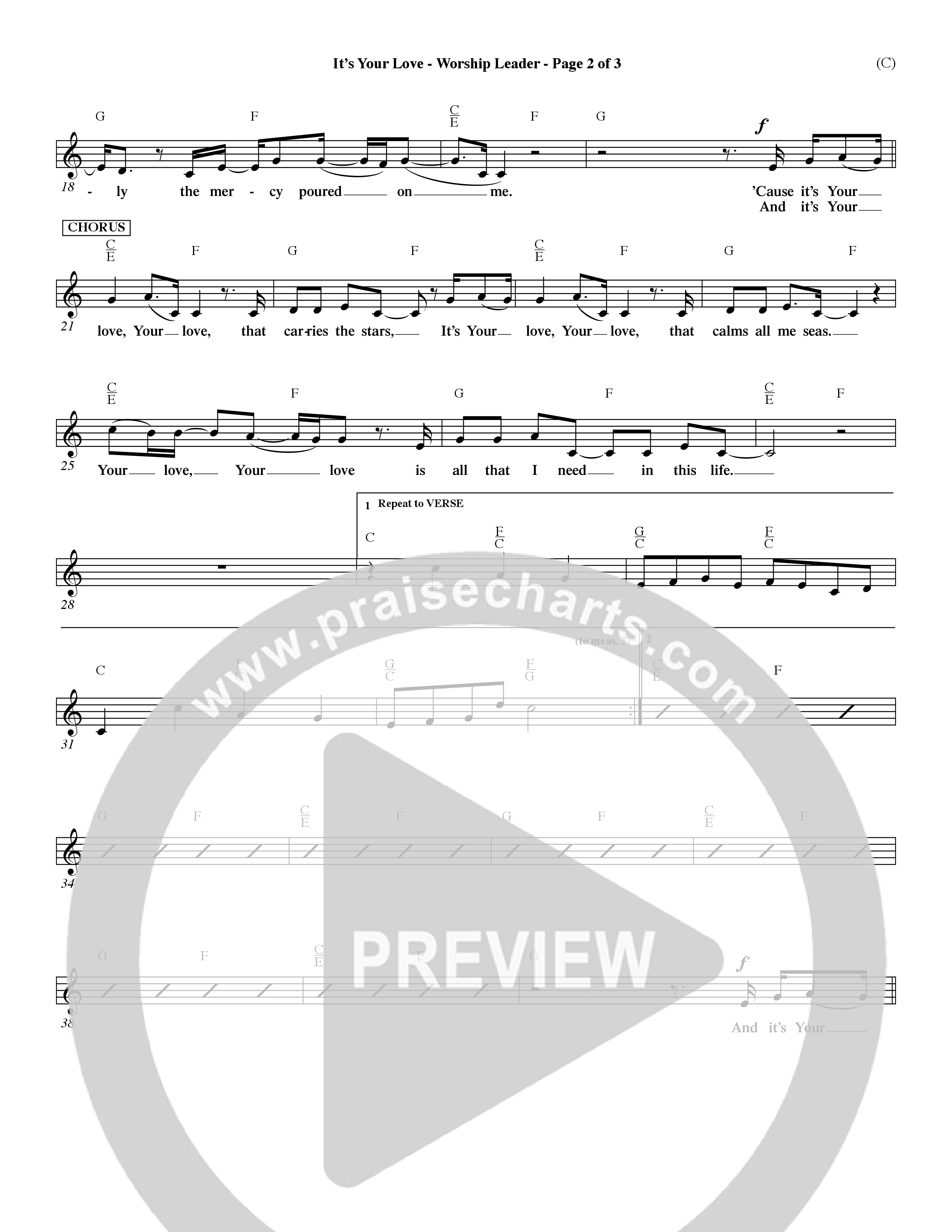 It's Your Love (Choral Anthem SATB) Lead Sheet (Mel) (Word Music Choral / Orch. Lee Marcum)