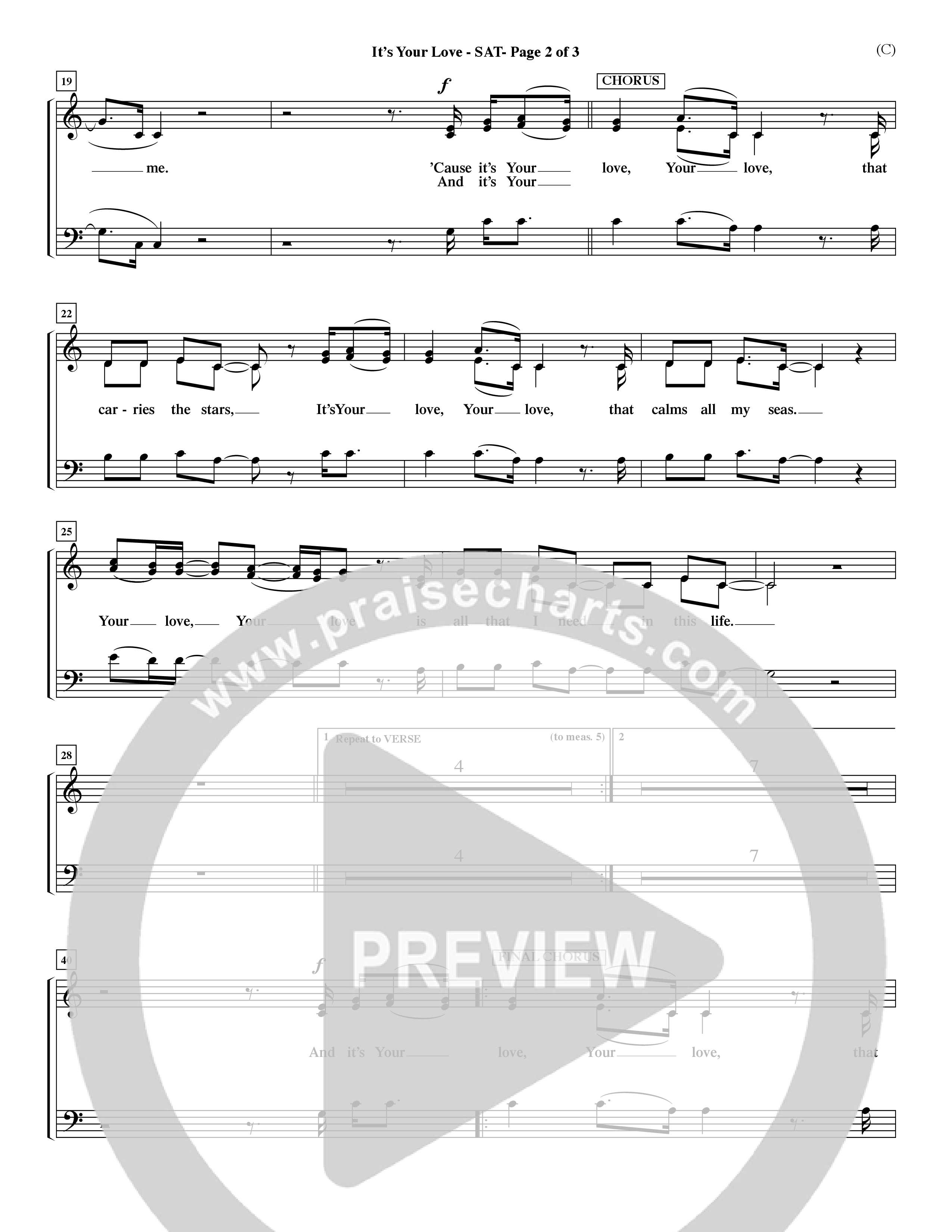 It's Your Love (Choral Anthem SATB) Lead Sheet (SAT) (Word Music Choral / Orch. Lee Marcum)
