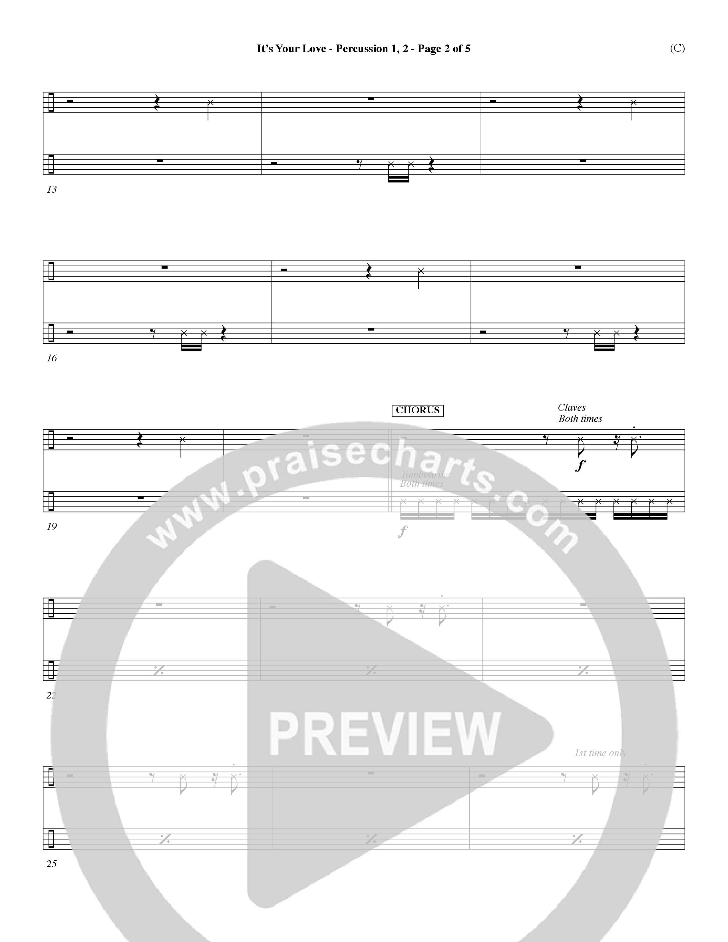 It's Your Love (Choral Anthem SATB) Percussion 1/2 (Word Music Choral / Orch. Lee Marcum)