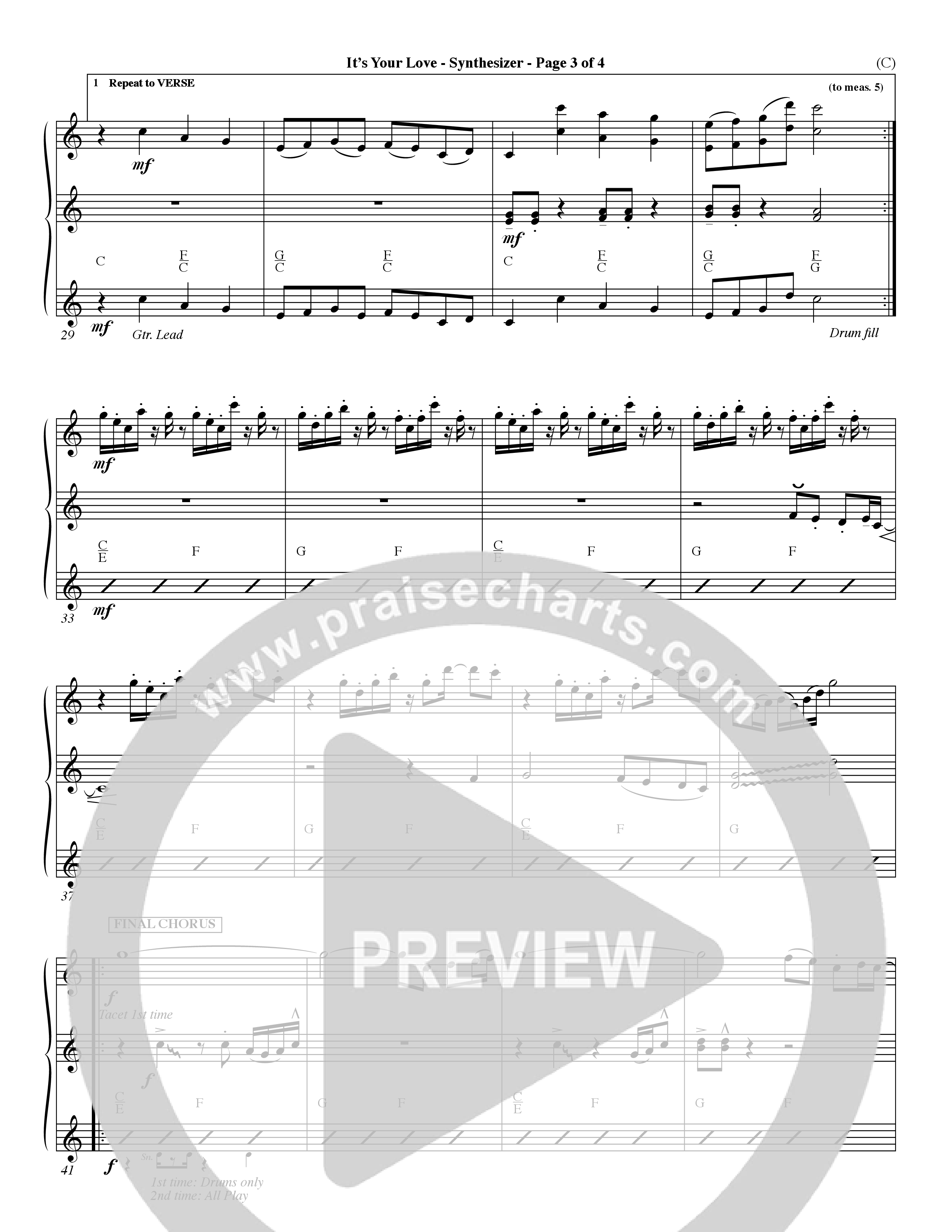 It's Your Love (Choral Anthem SATB) Synth (Word Music Choral / Orch. Lee Marcum)