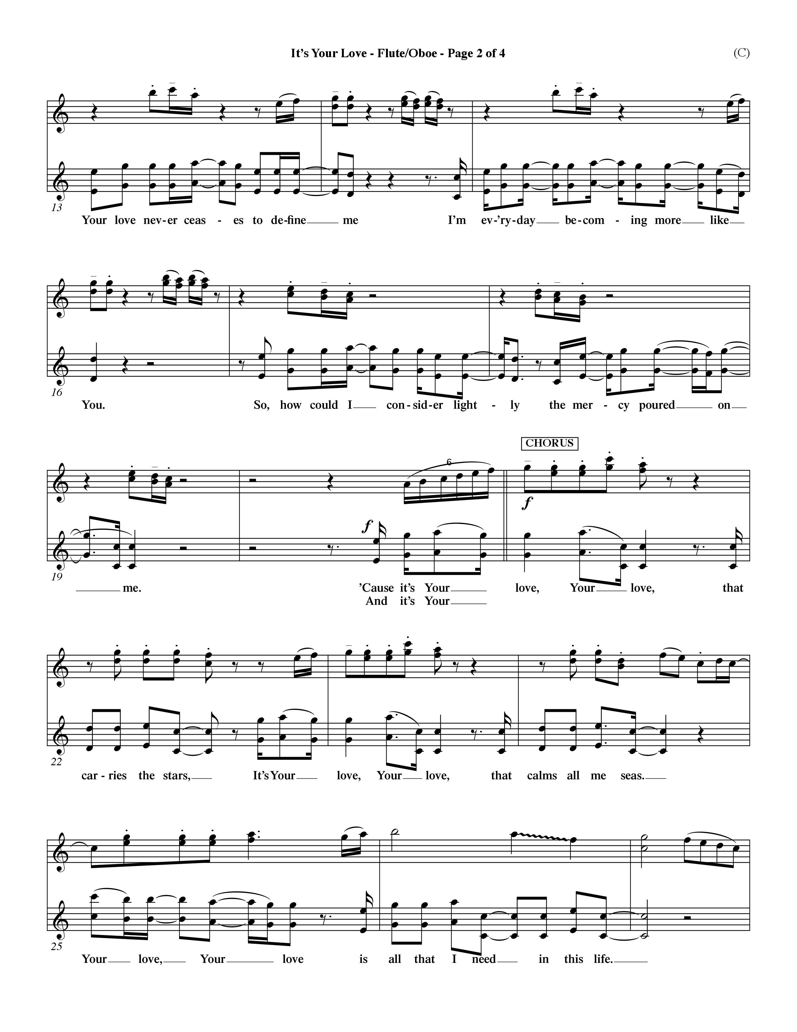 It's Your Love (Choral Anthem SATB) Flute/Oboe (Word Music Choral / Orch. Lee Marcum)