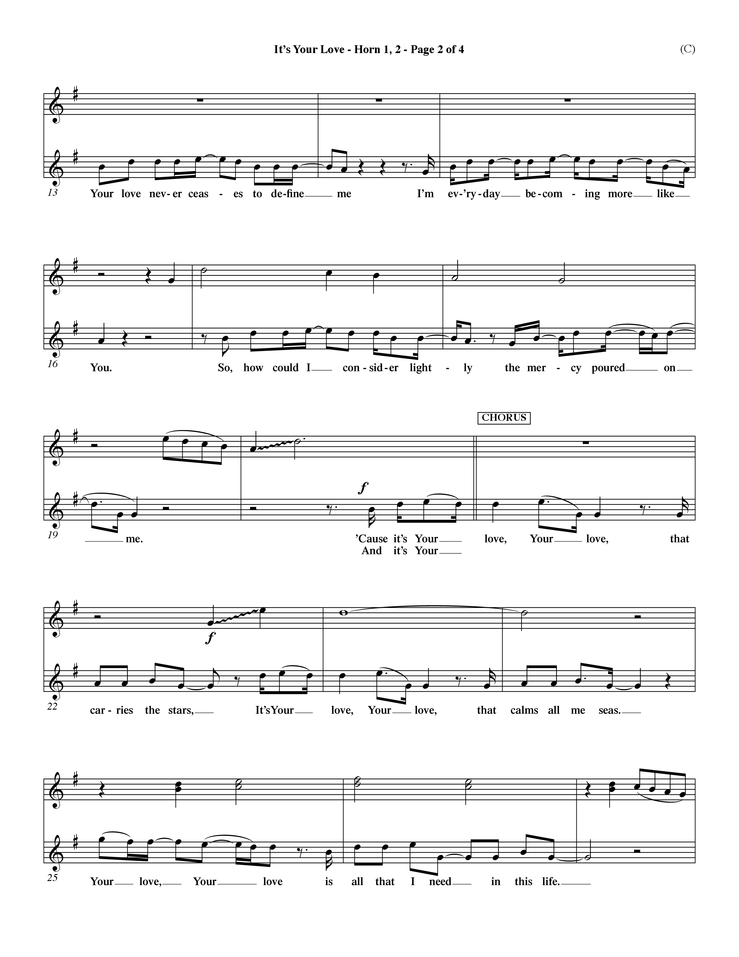 It's Your Love (Choral Anthem SATB) French Horn (Word Music Choral / Orch. Lee Marcum)