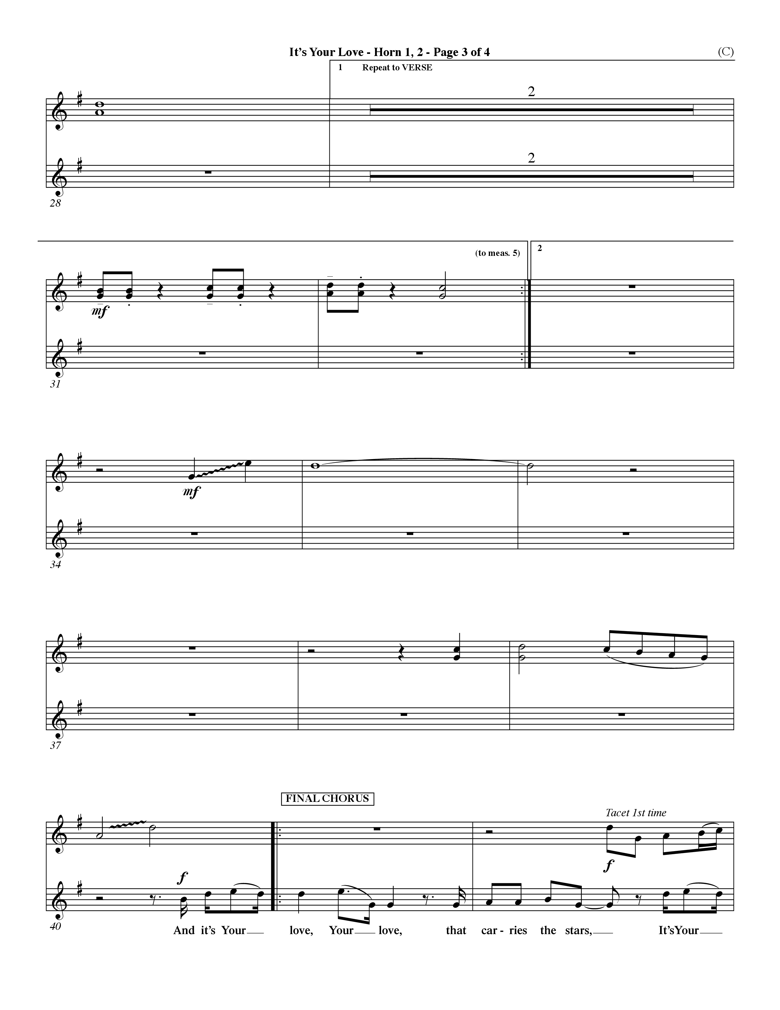 It's Your Love (Choral Anthem SATB) French Horn (Word Music Choral / Orch. Lee Marcum)