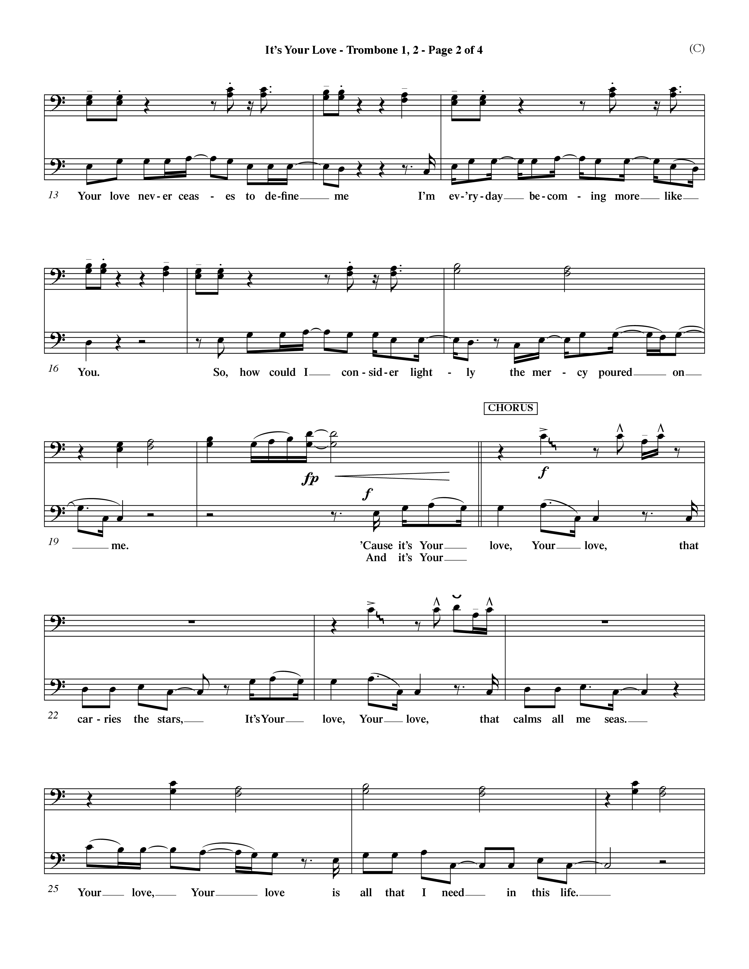 It's Your Love (Choral Anthem SATB) Trombone 1/2 (Word Music Choral / Orch. Lee Marcum)