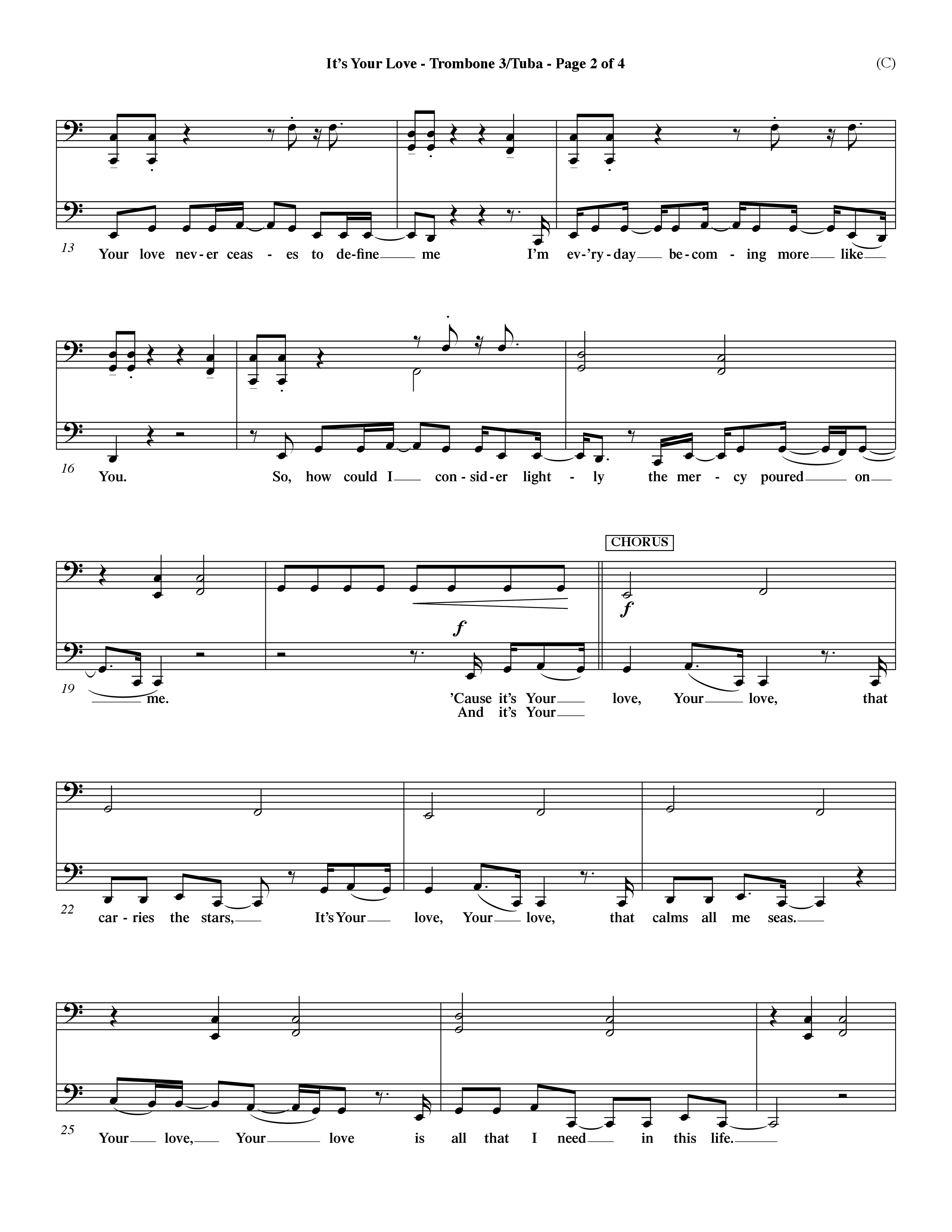 It's Your Love (Choral Anthem SATB) Trombone 3/Tuba (Word Music Choral / Orch. Lee Marcum)