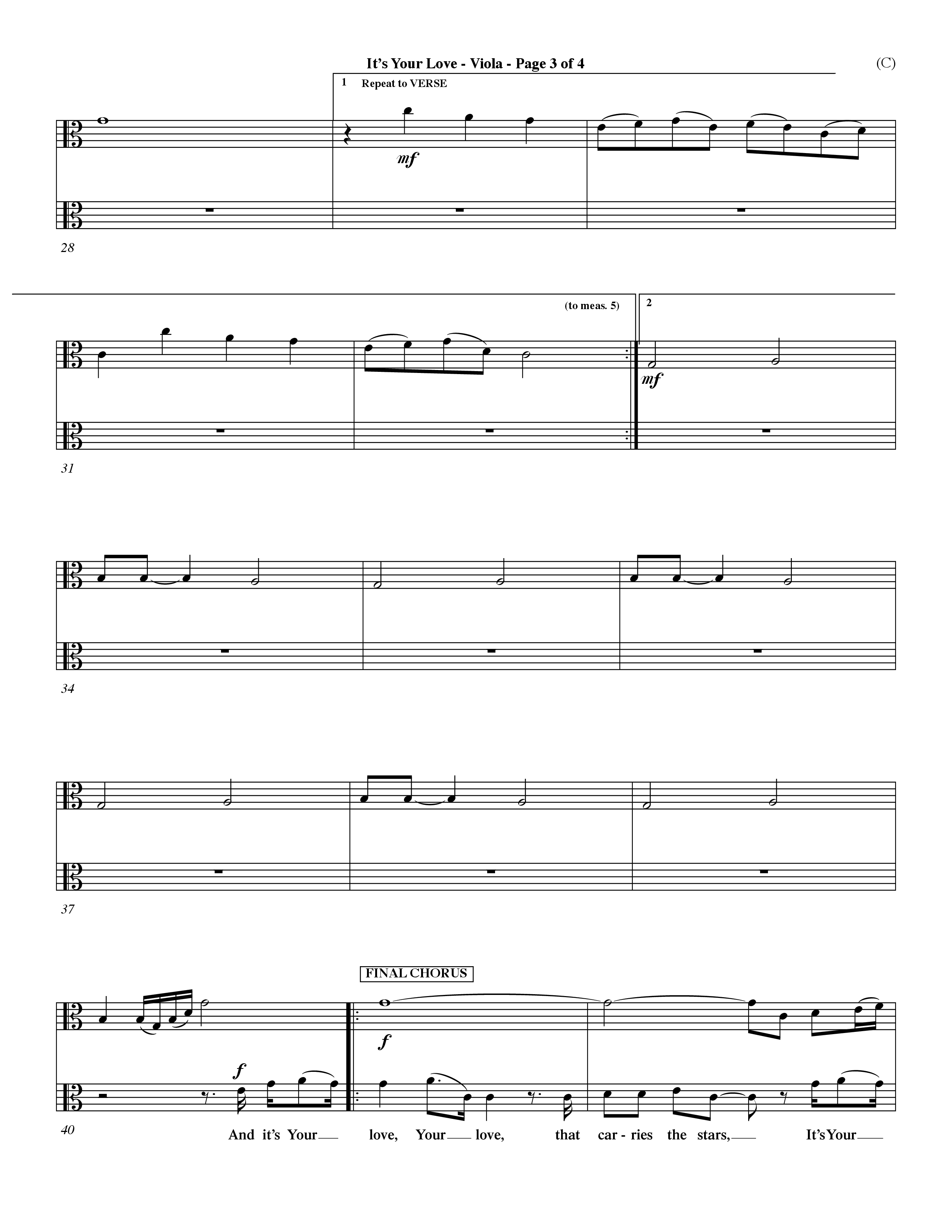 It's Your Love (Choral Anthem SATB) Viola (Word Music Choral / Orch. Lee Marcum)