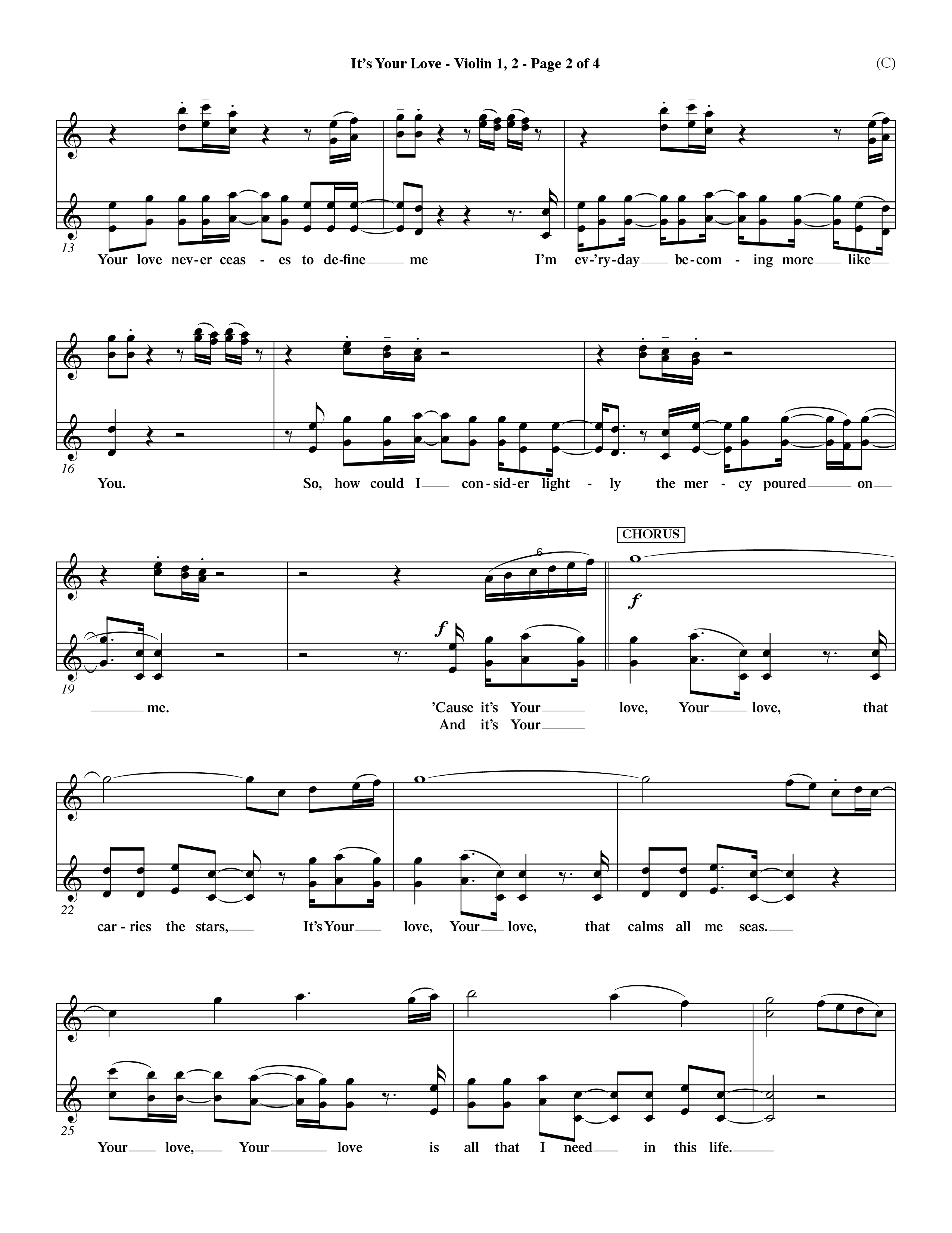 It's Your Love (Choral Anthem SATB) Violin 1/2 (Word Music Choral / Orch. Lee Marcum)