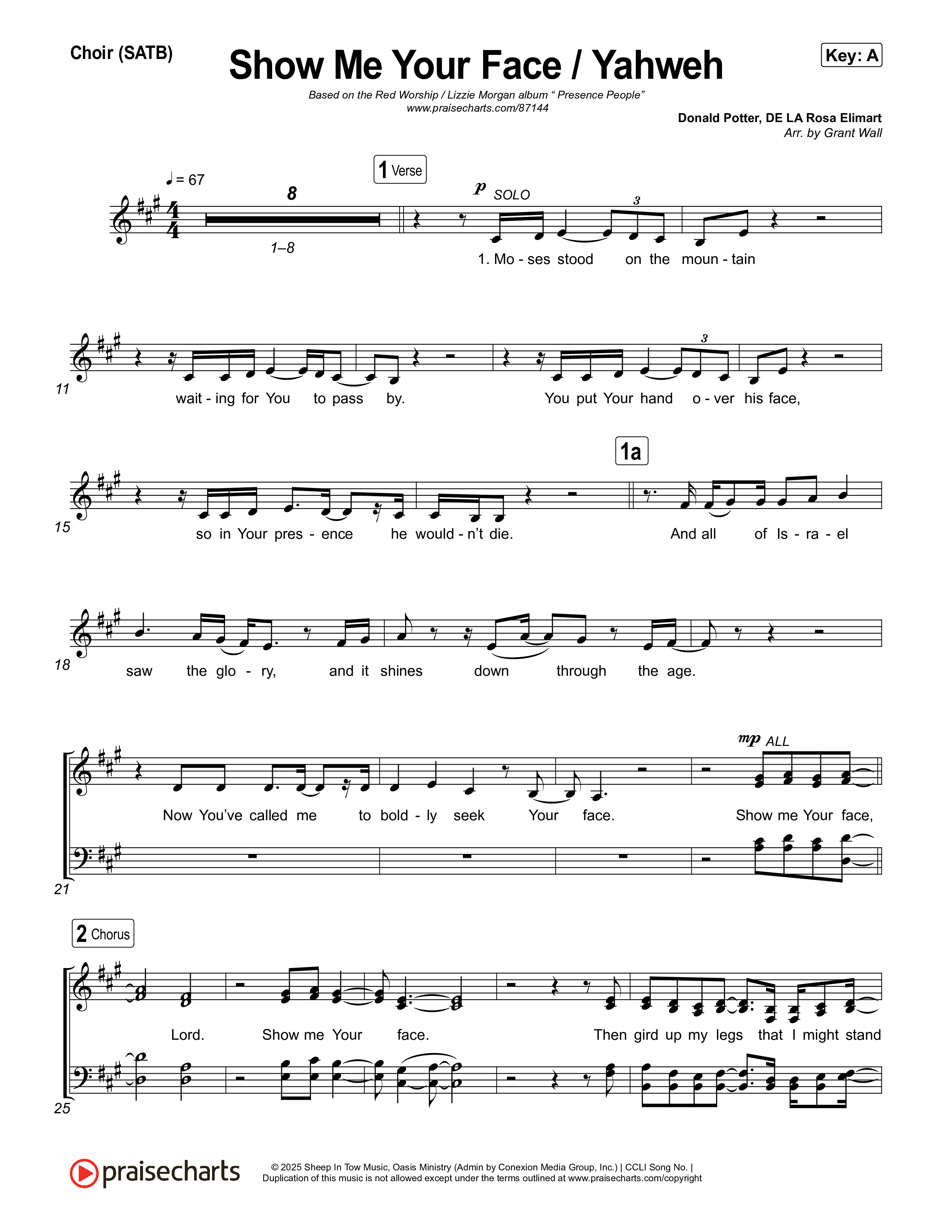 Show Me Your Face / Yahweh Choir Sheet (SATB) (Red Worship / Lizzie Morgan)