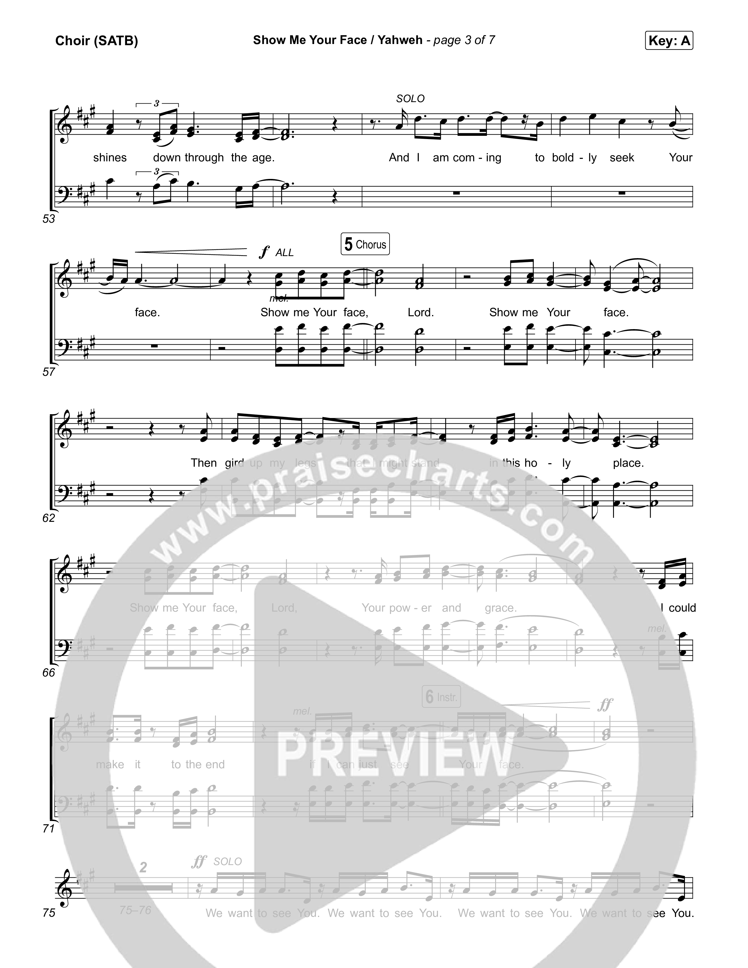 Show Me Your Face / Yahweh Choir Sheet (SATB) (Red Worship / Lizzie Morgan)