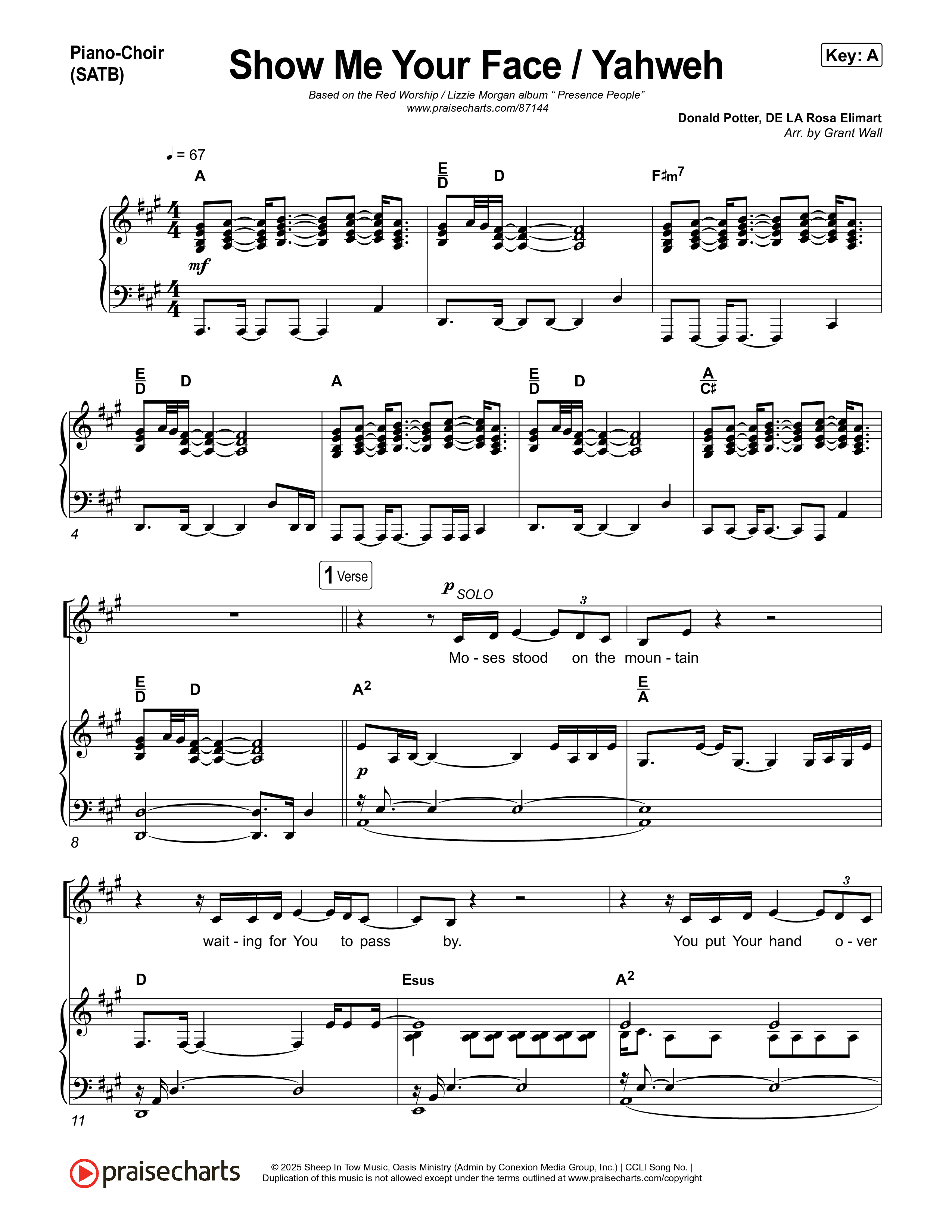 Show Me Your Face / Yahweh Piano/Vocal (SATB) (Red Worship / Lizzie Morgan)