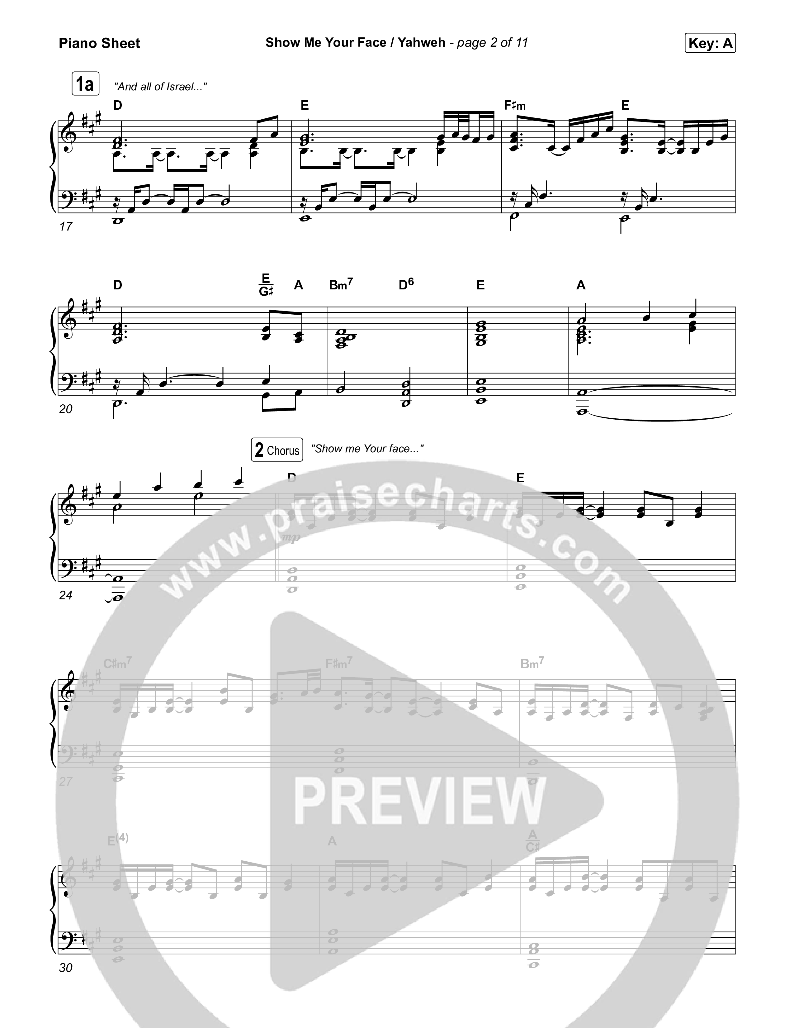 Show Me Your Face / Yahweh Piano Sheet (Red Worship / Lizzie Morgan)