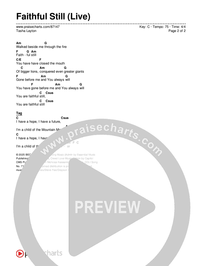 Faithful Still (Live) Chords & Lyrics (Tasha Layton)