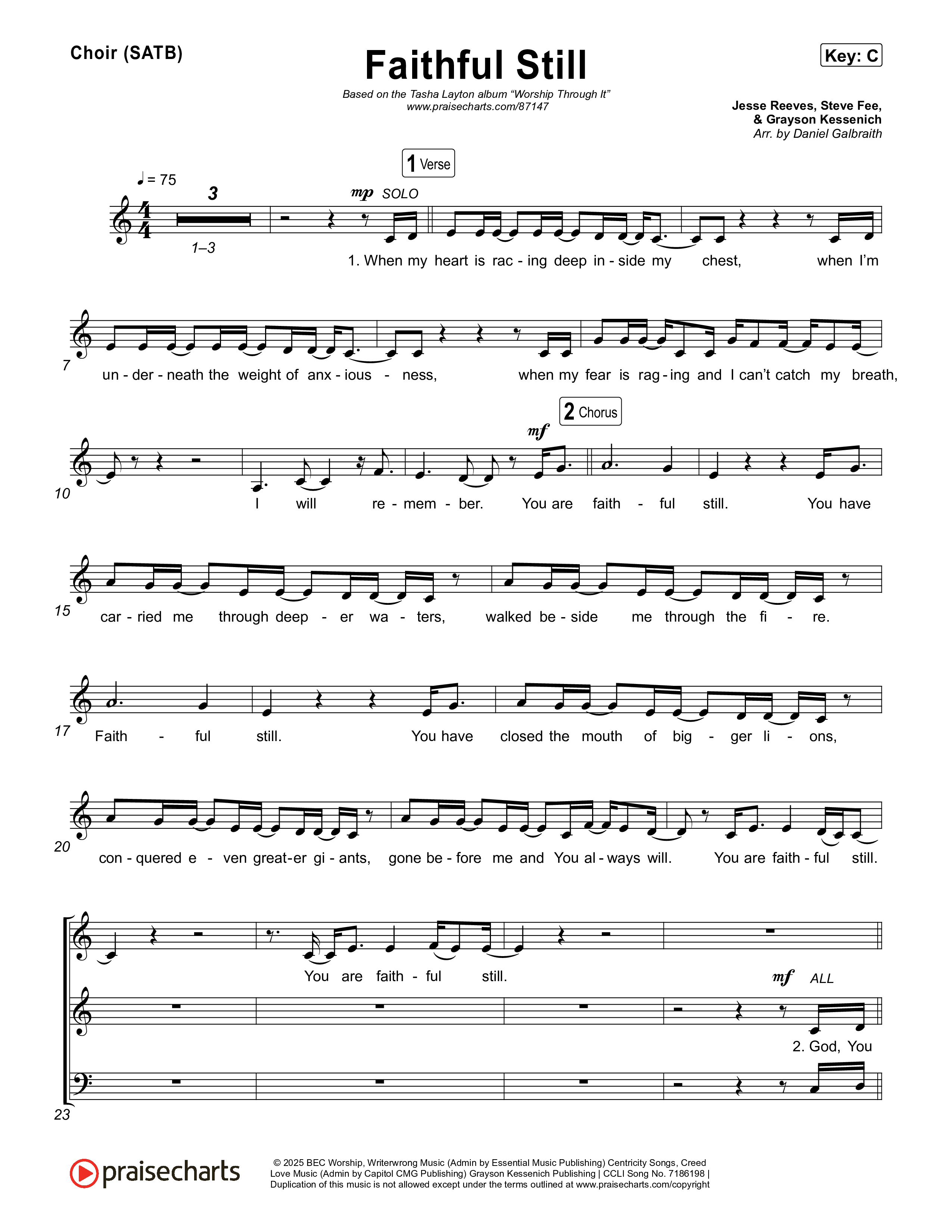 Faithful Still (Live) Choir Sheet (SATB) (Tasha Layton)