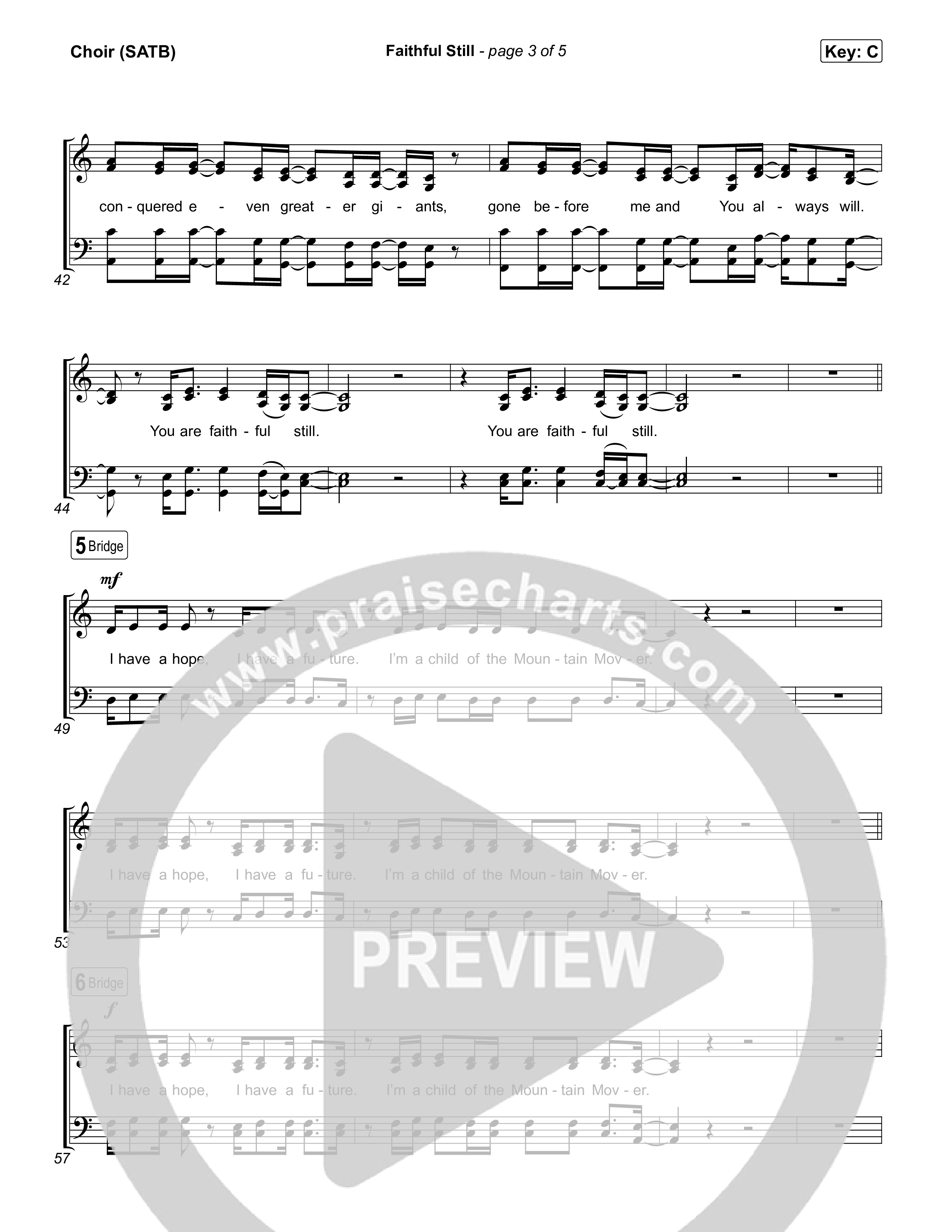 Faithful Still (Live) Choir Sheet (SATB) (Tasha Layton)