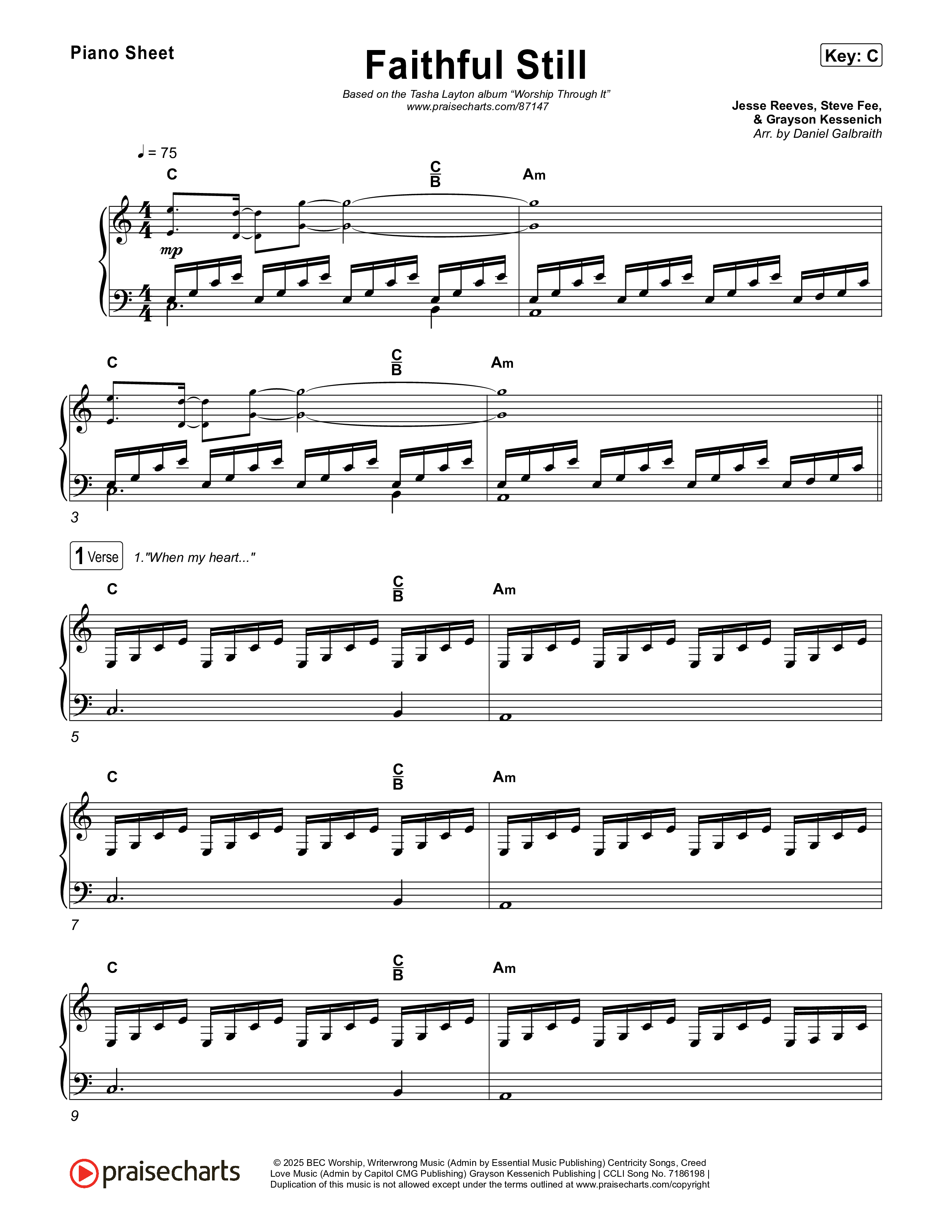 Faithful Still (Live) Piano Sheet (Tasha Layton)