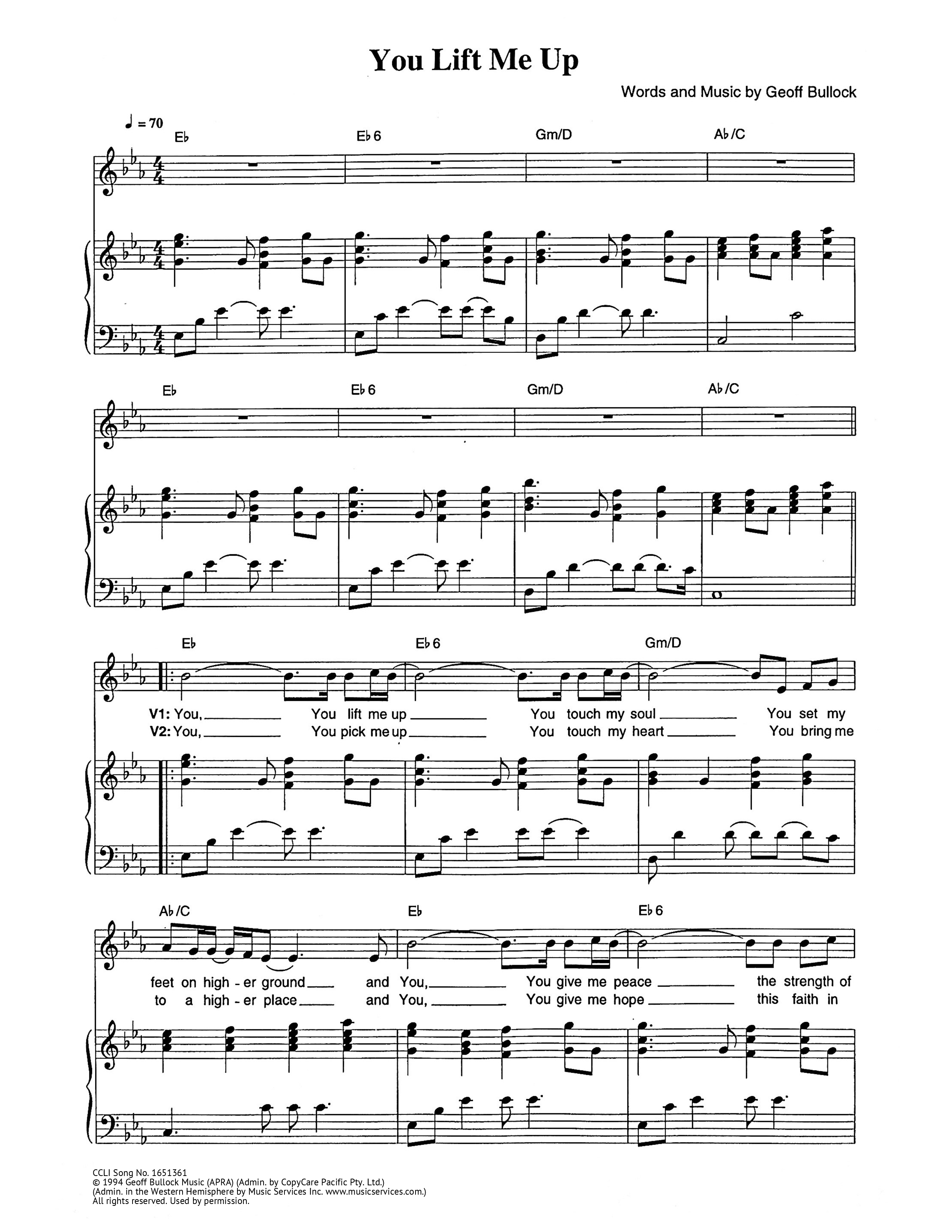 You Lift Me Up Piano/Melody (Geoff Bullock)