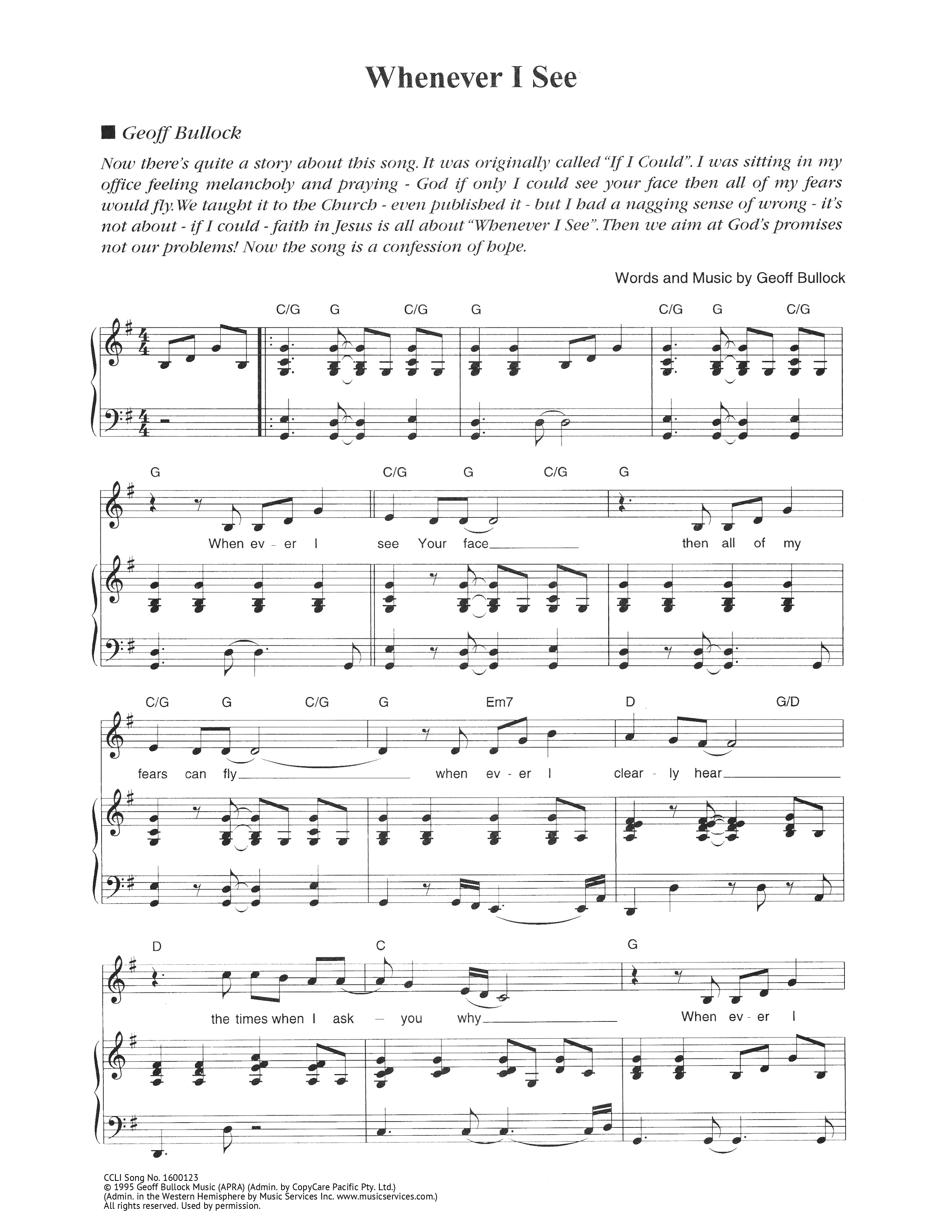 Whenever I See Piano/Melody (Hillsong Worship)