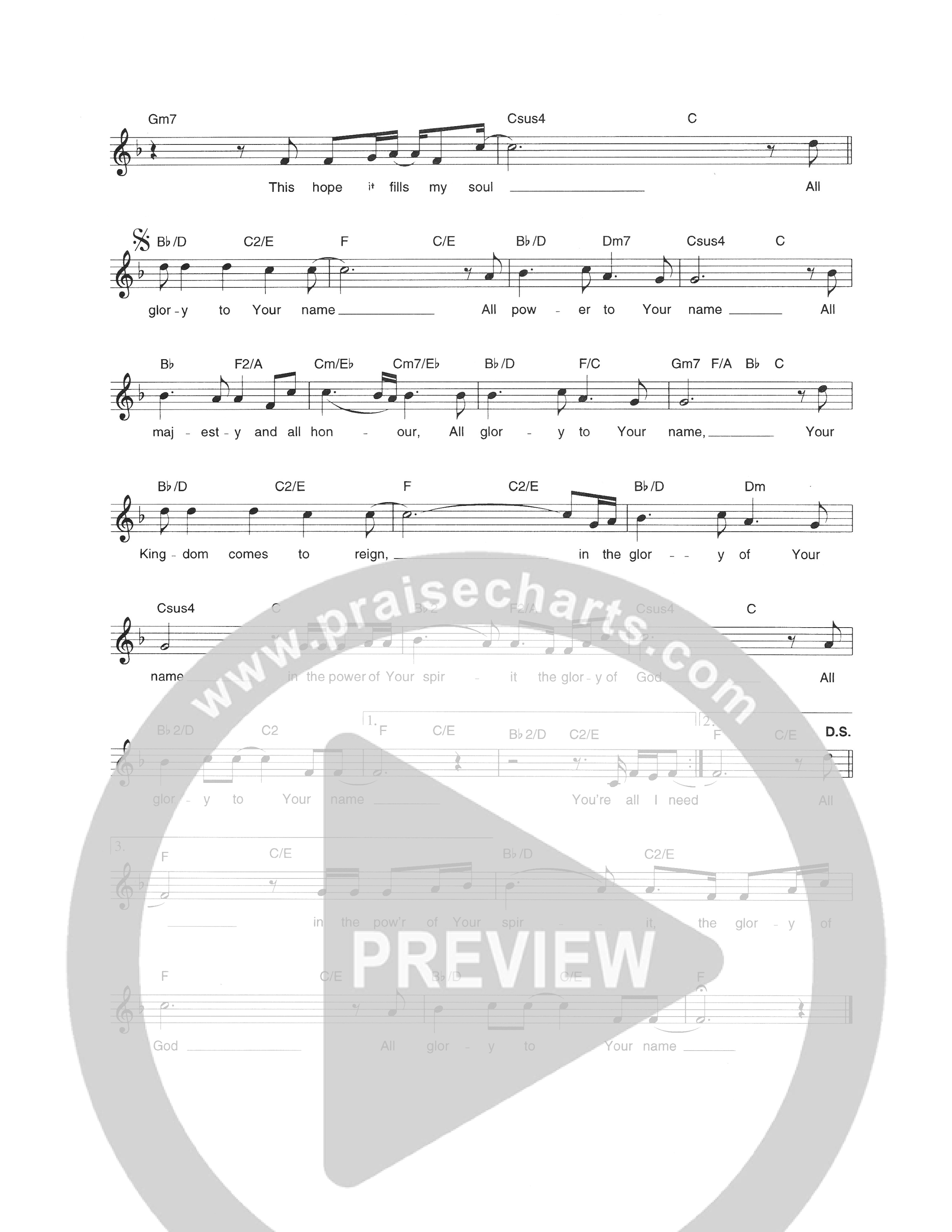 You're All I Need Lead Sheet Melody (Hillsong Worship)